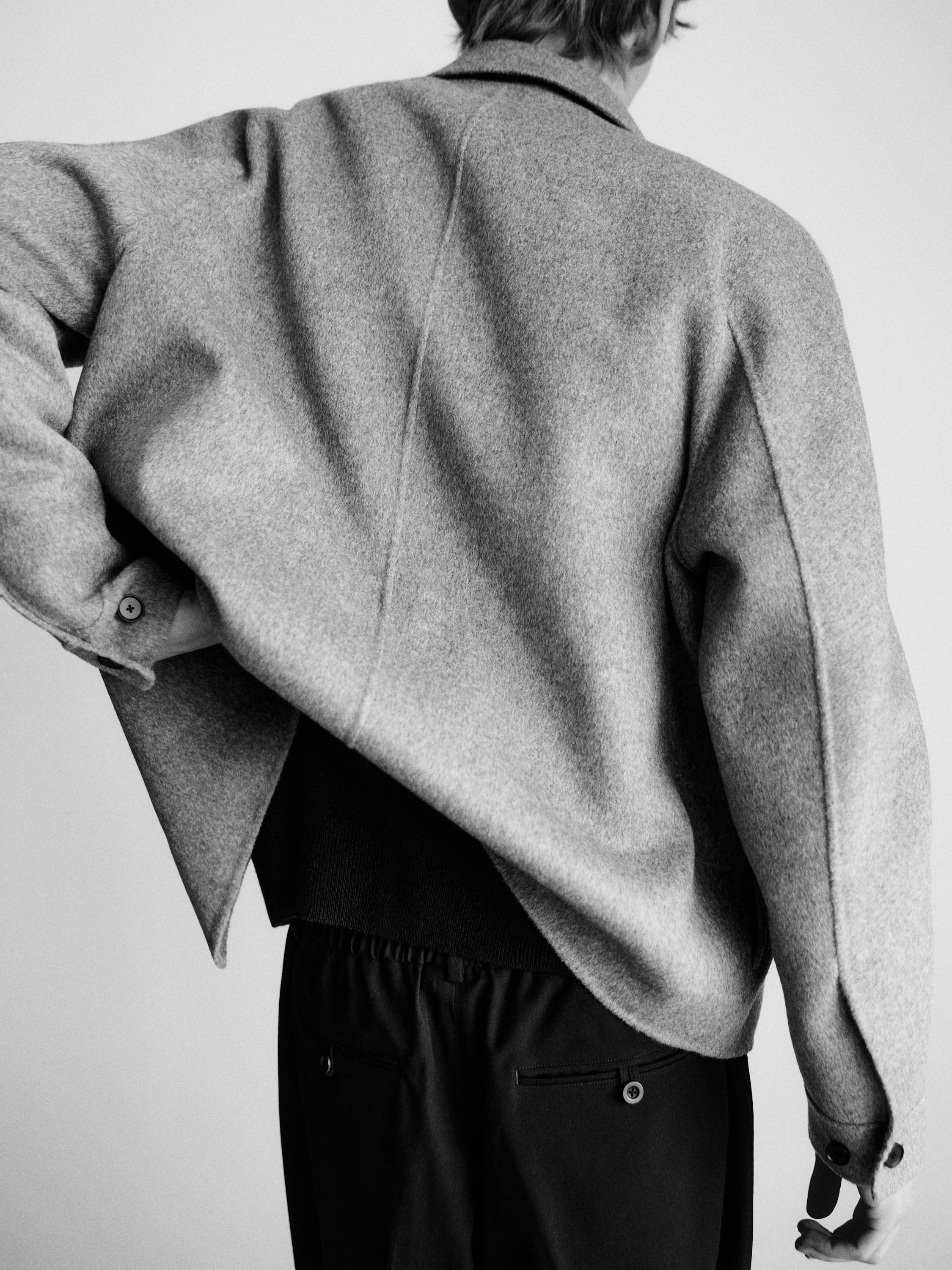 Wool blend overshirt with pockets — PALE GREY