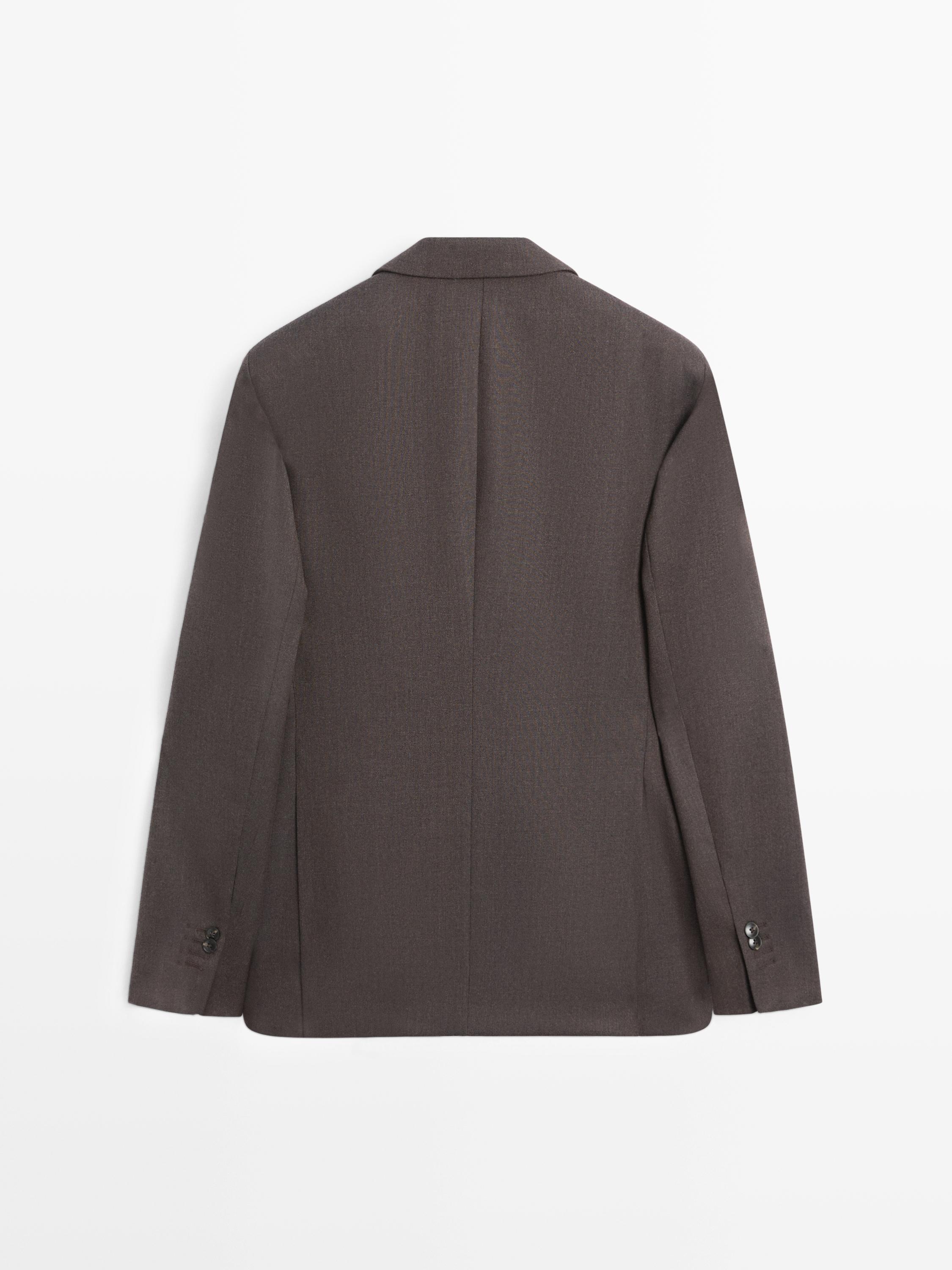 100% wool tailored blazer — BROWN