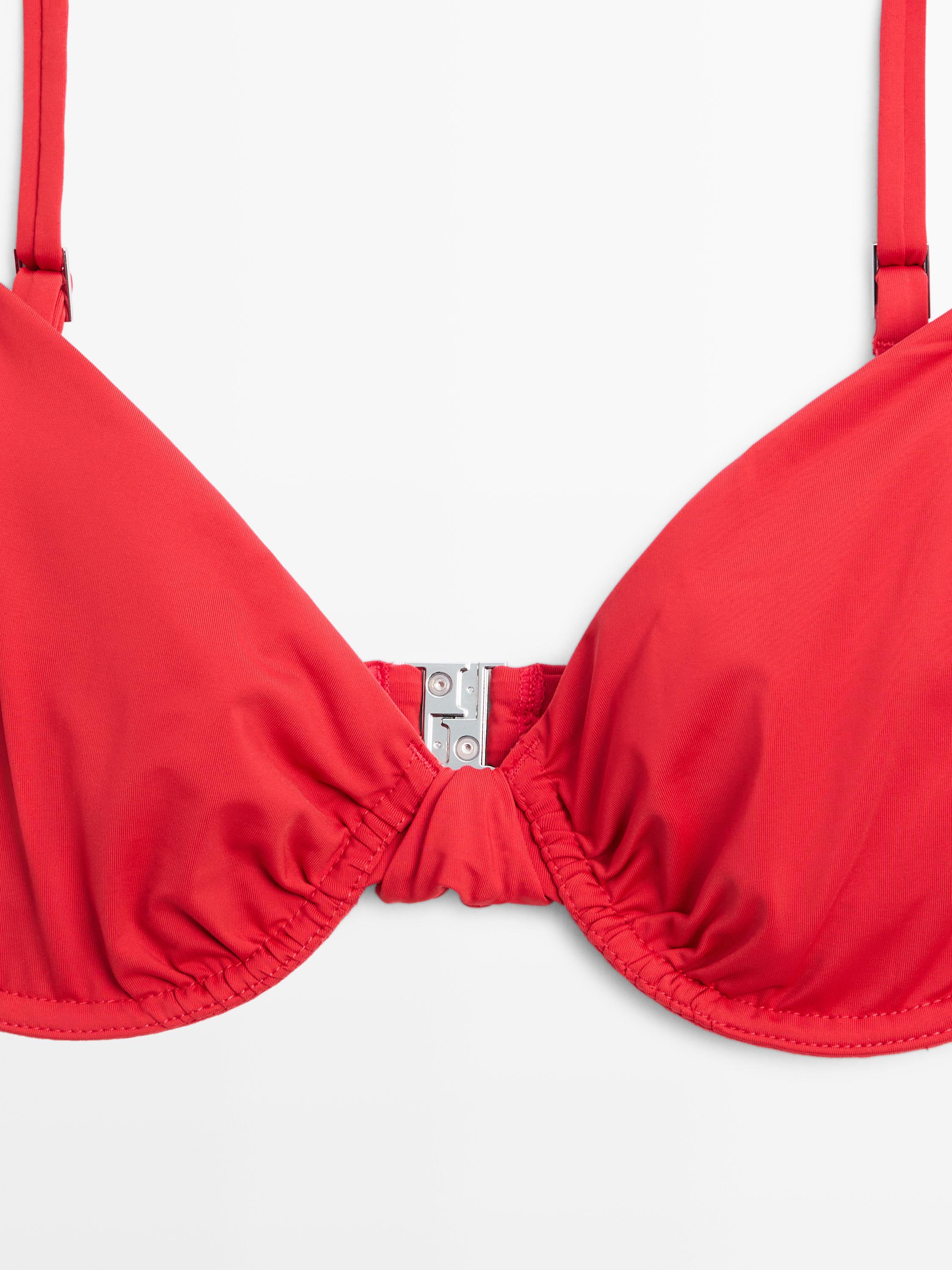 Gathered bikini top with underwire — BRIGHT RED