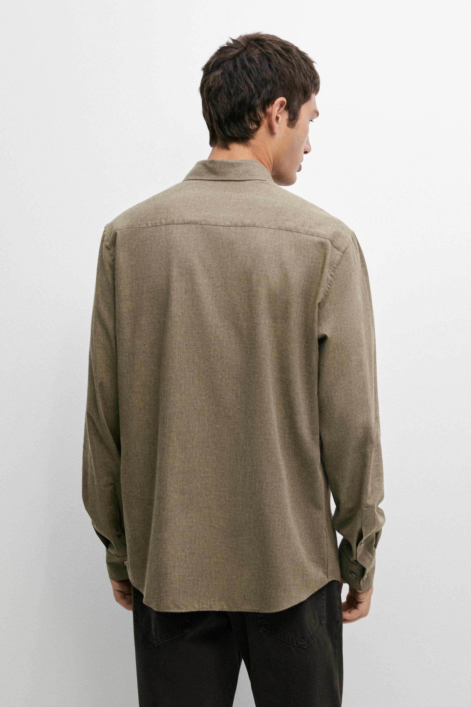 100% cotton melange twill regular fit shirt - thumbnail 5