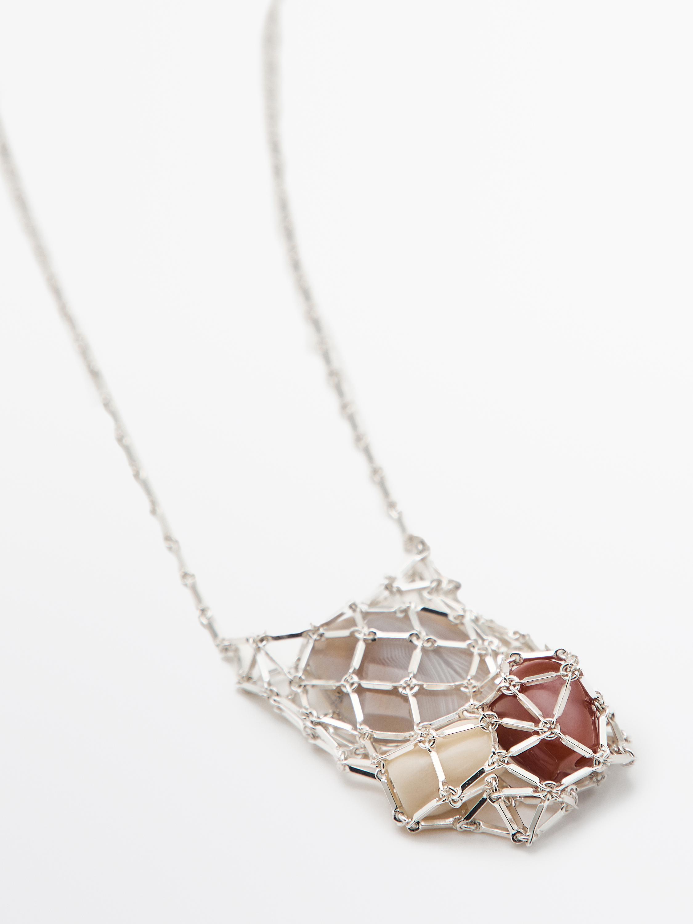 Mesh stone necklace · Silver · Accessories | Massimo Dutti