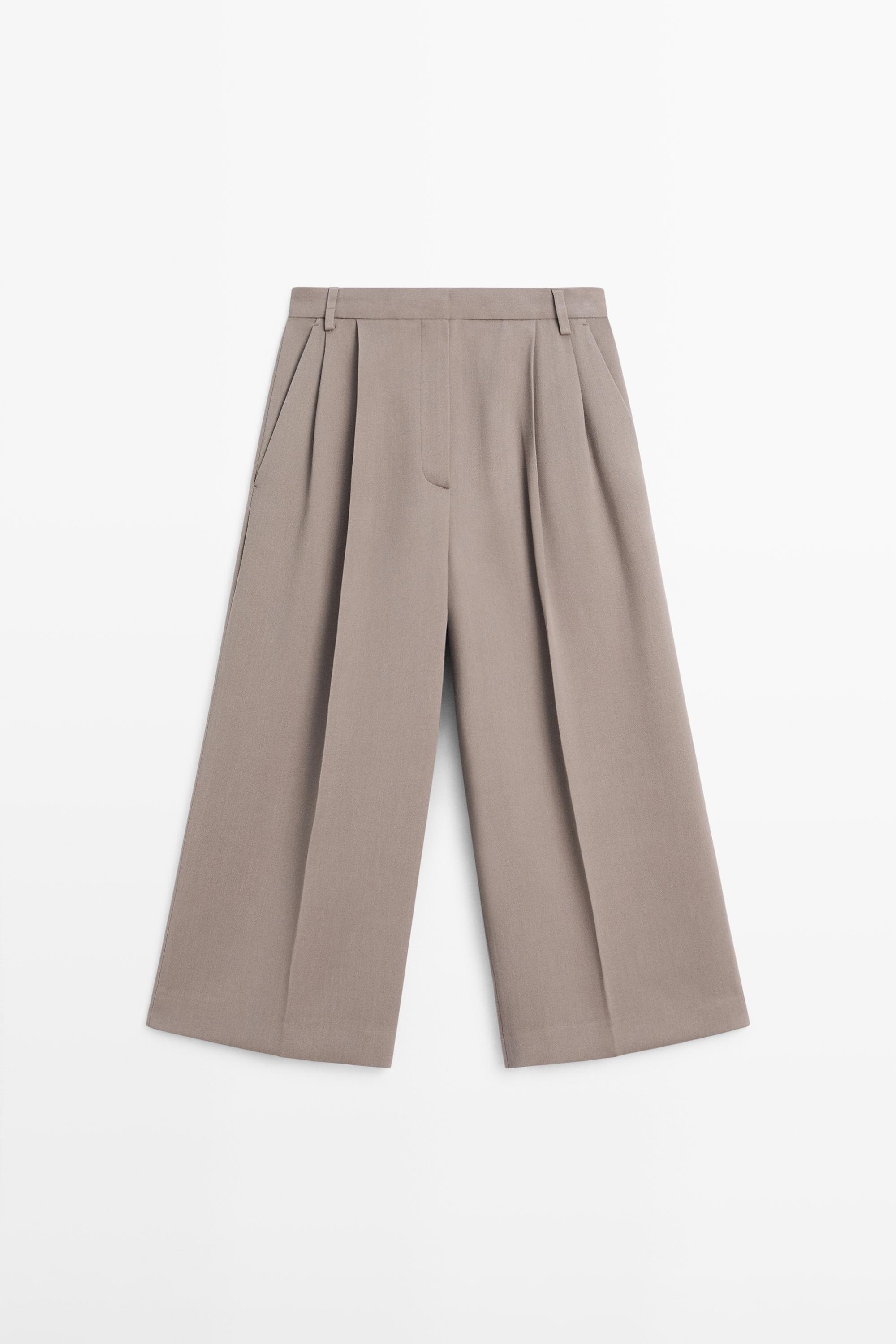 Flowing long wide-leg Bermuda shorts — MOLE BROWN