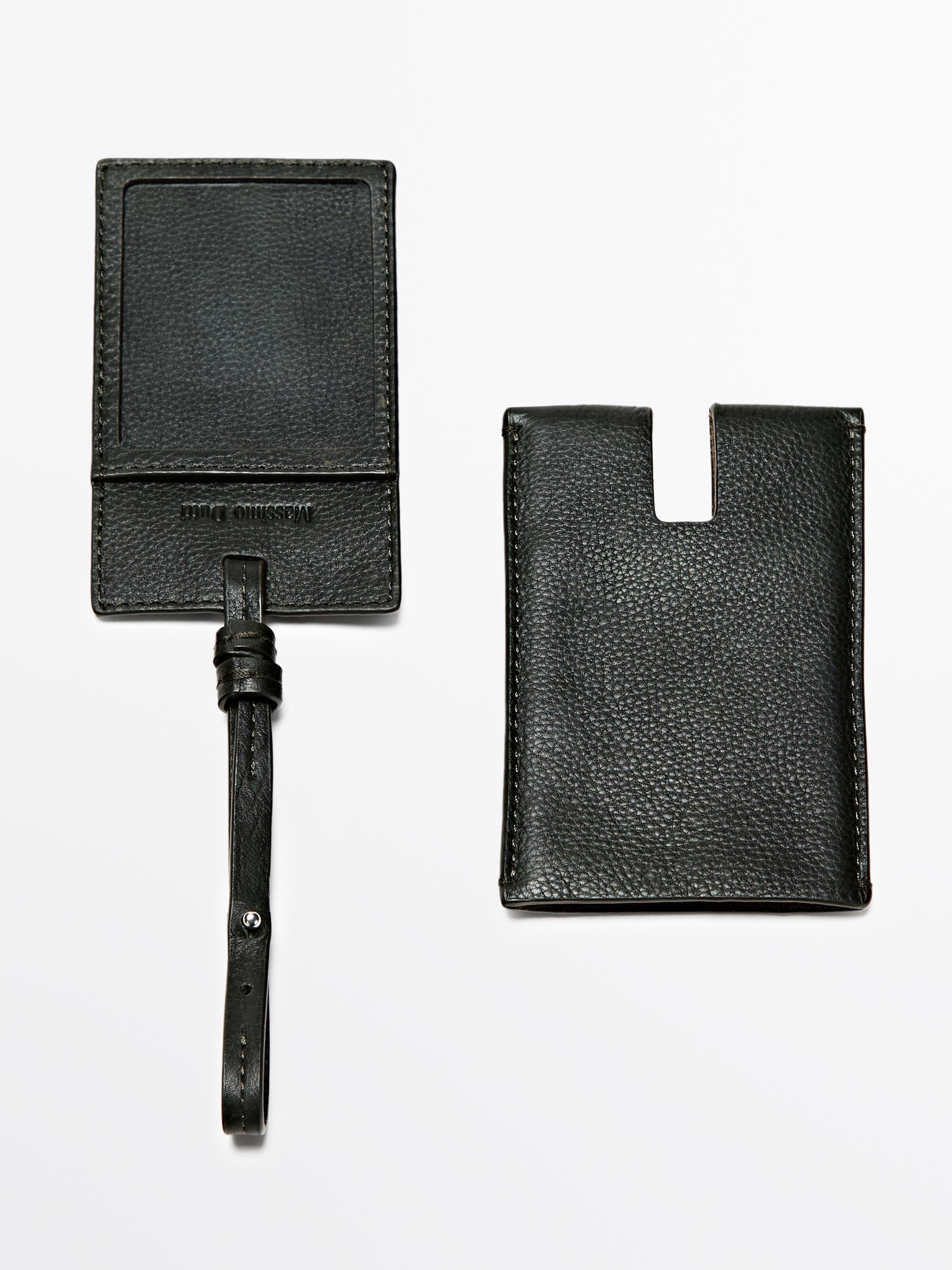 Nappa leather travel tag — GREEN