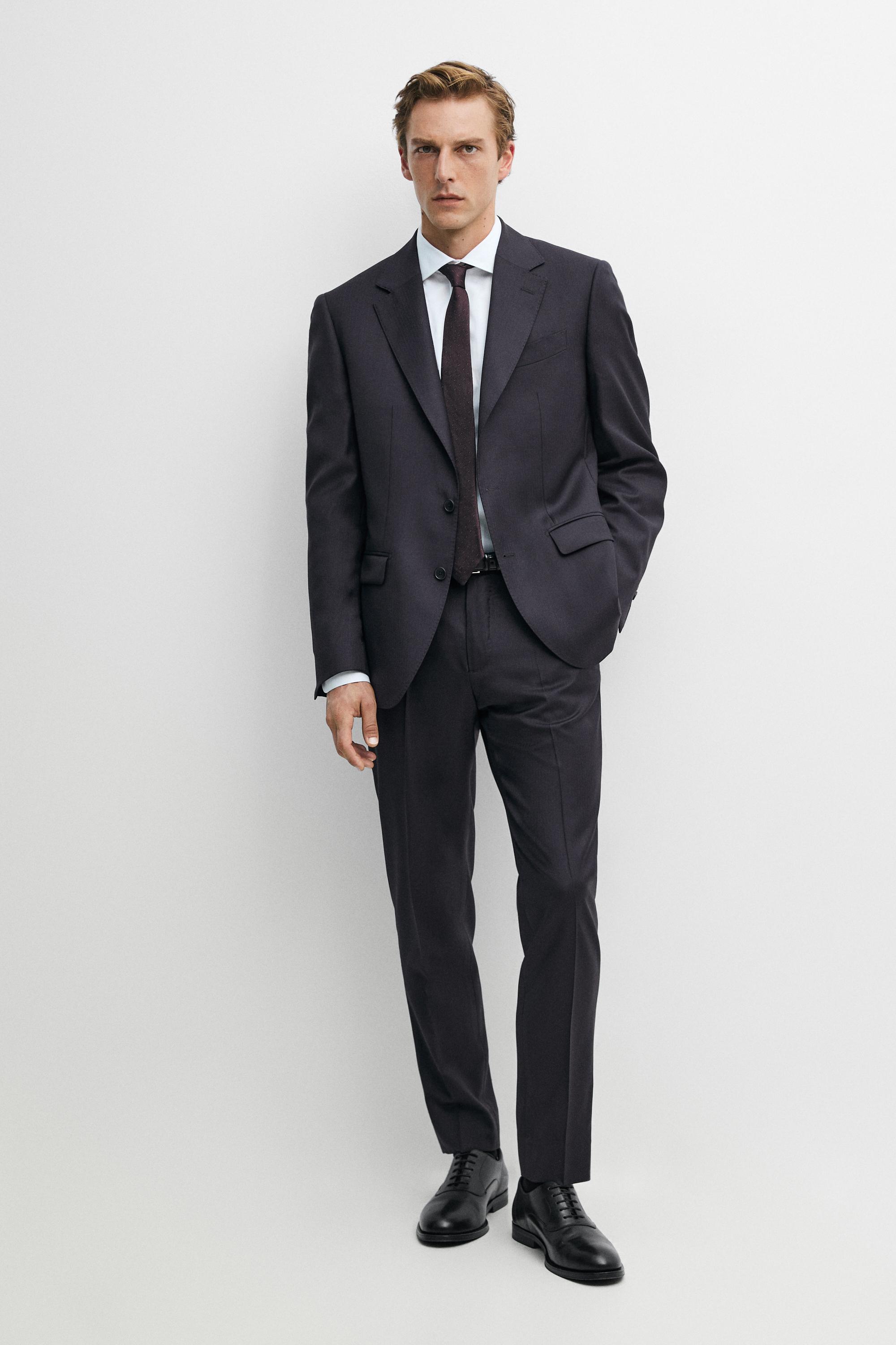 100% cool wool suit blazer — NAVY BLUE