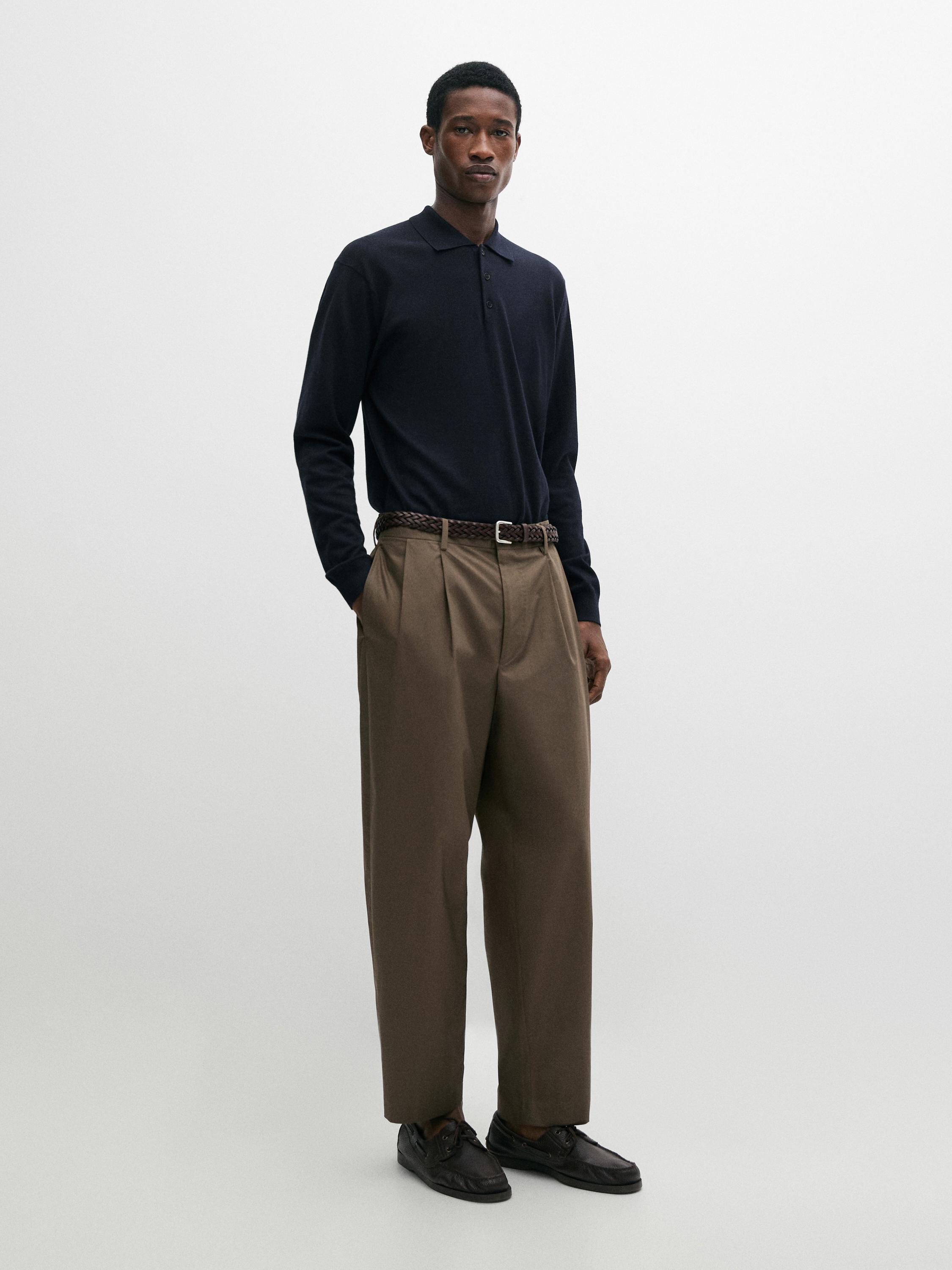 Cotton knit polo sweater