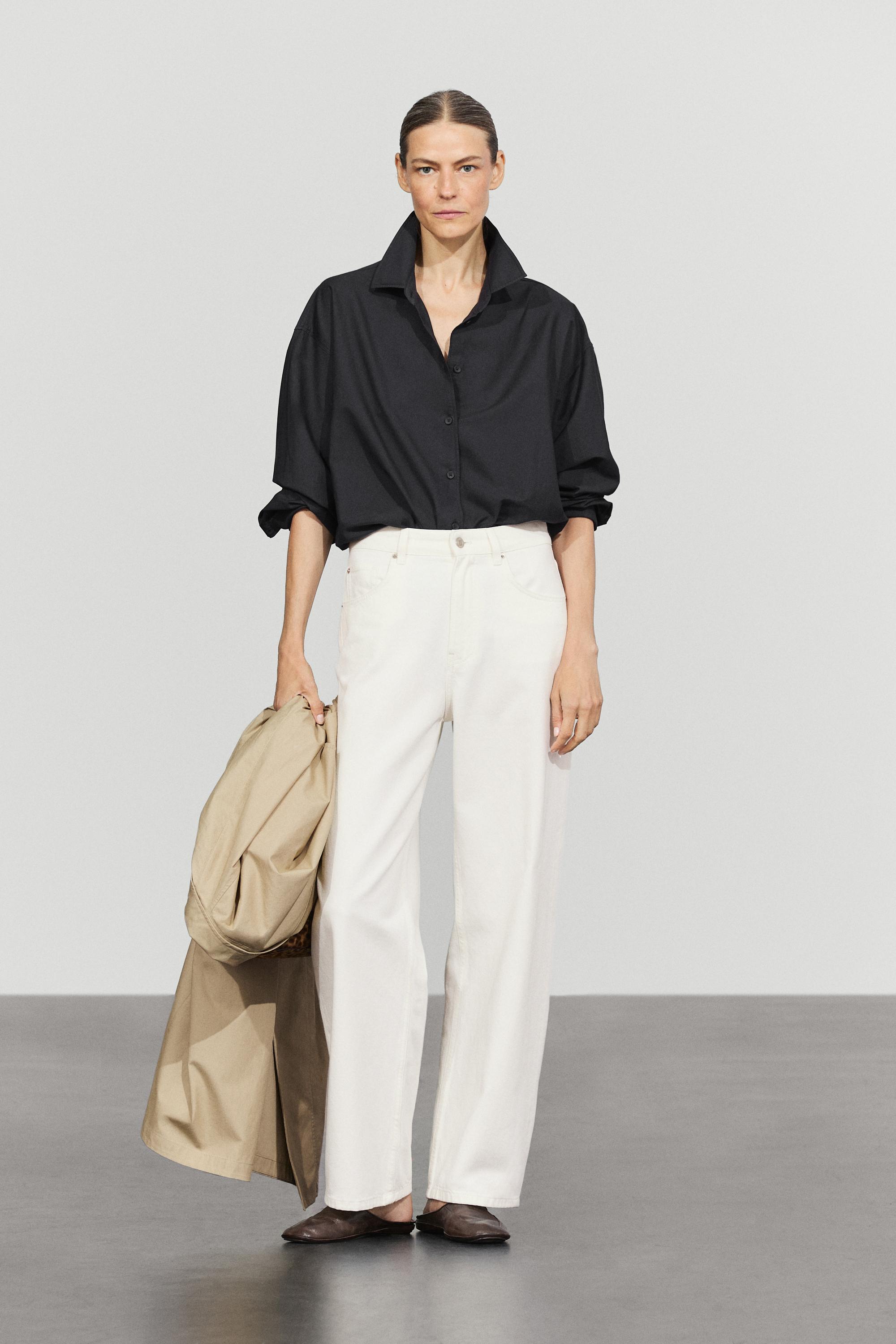 High-waist barrel fit jeans — Off white