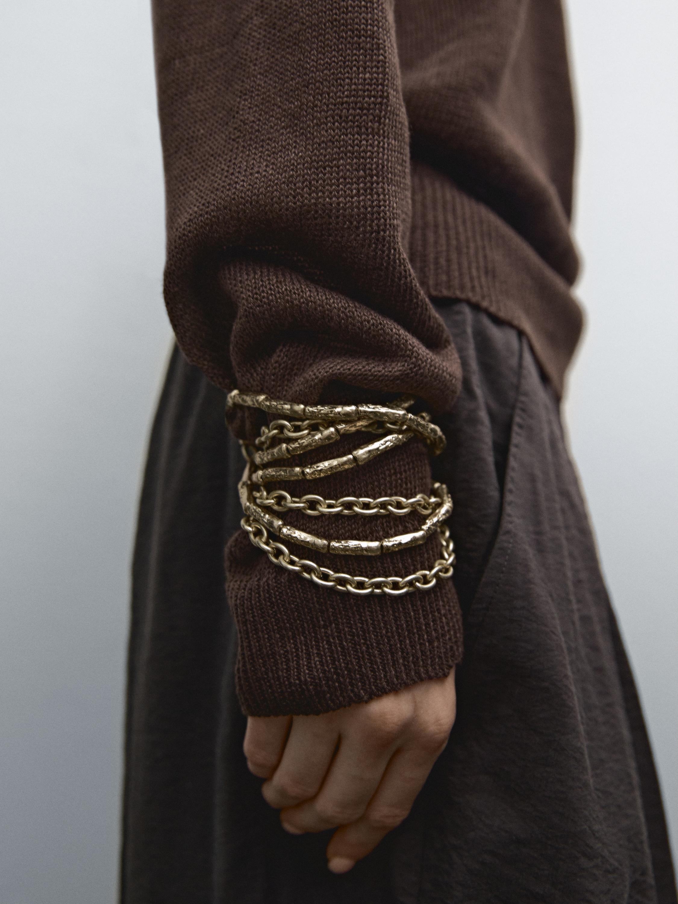 Pull en maille 100 % lin à col en V