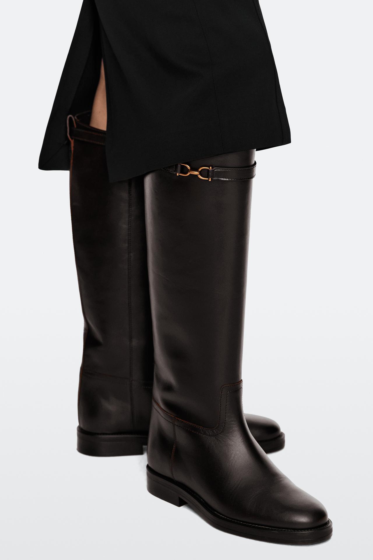 Leather riding boot — BROWN