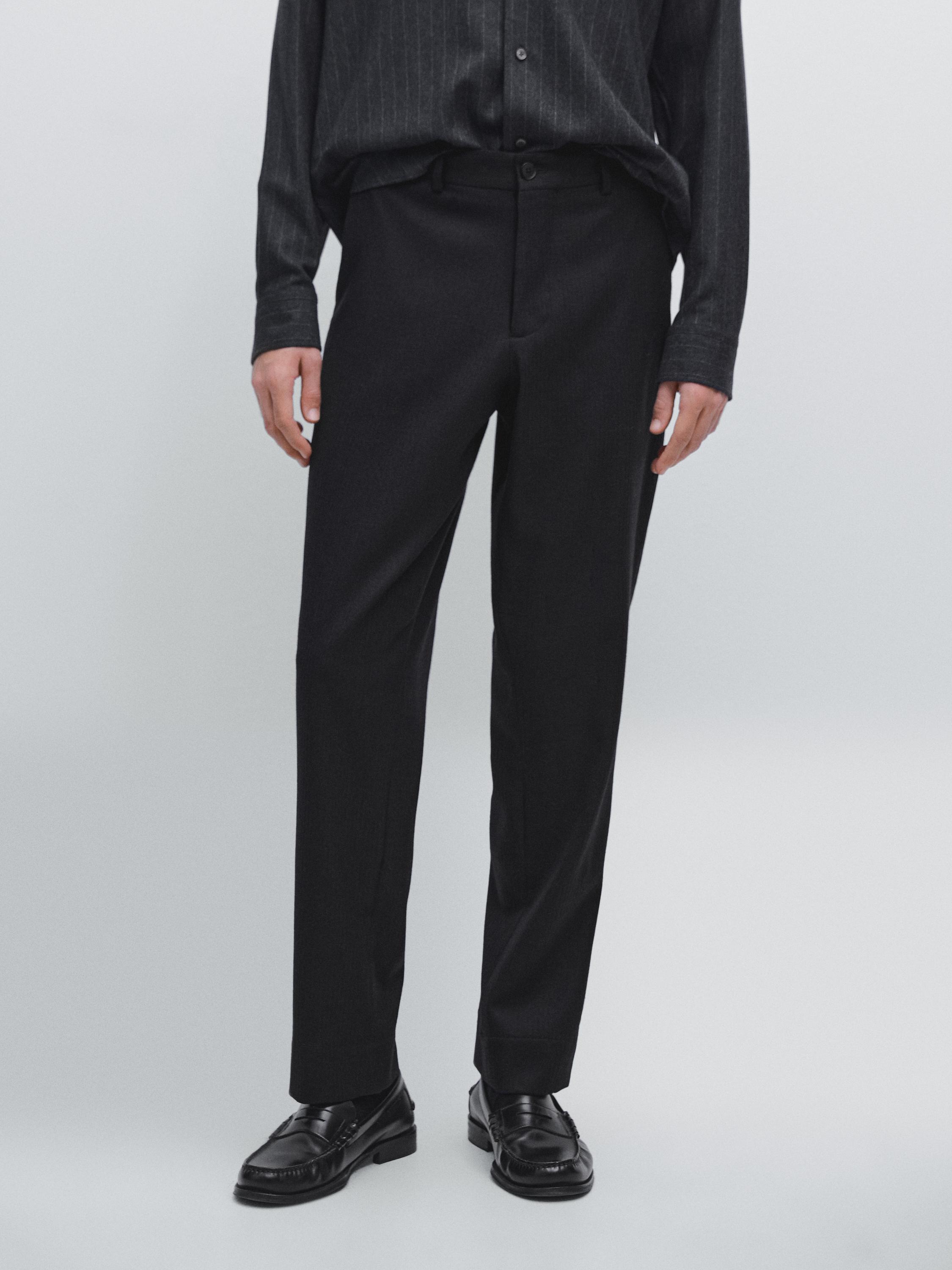 100% wool corduroy-effect flannel trousers