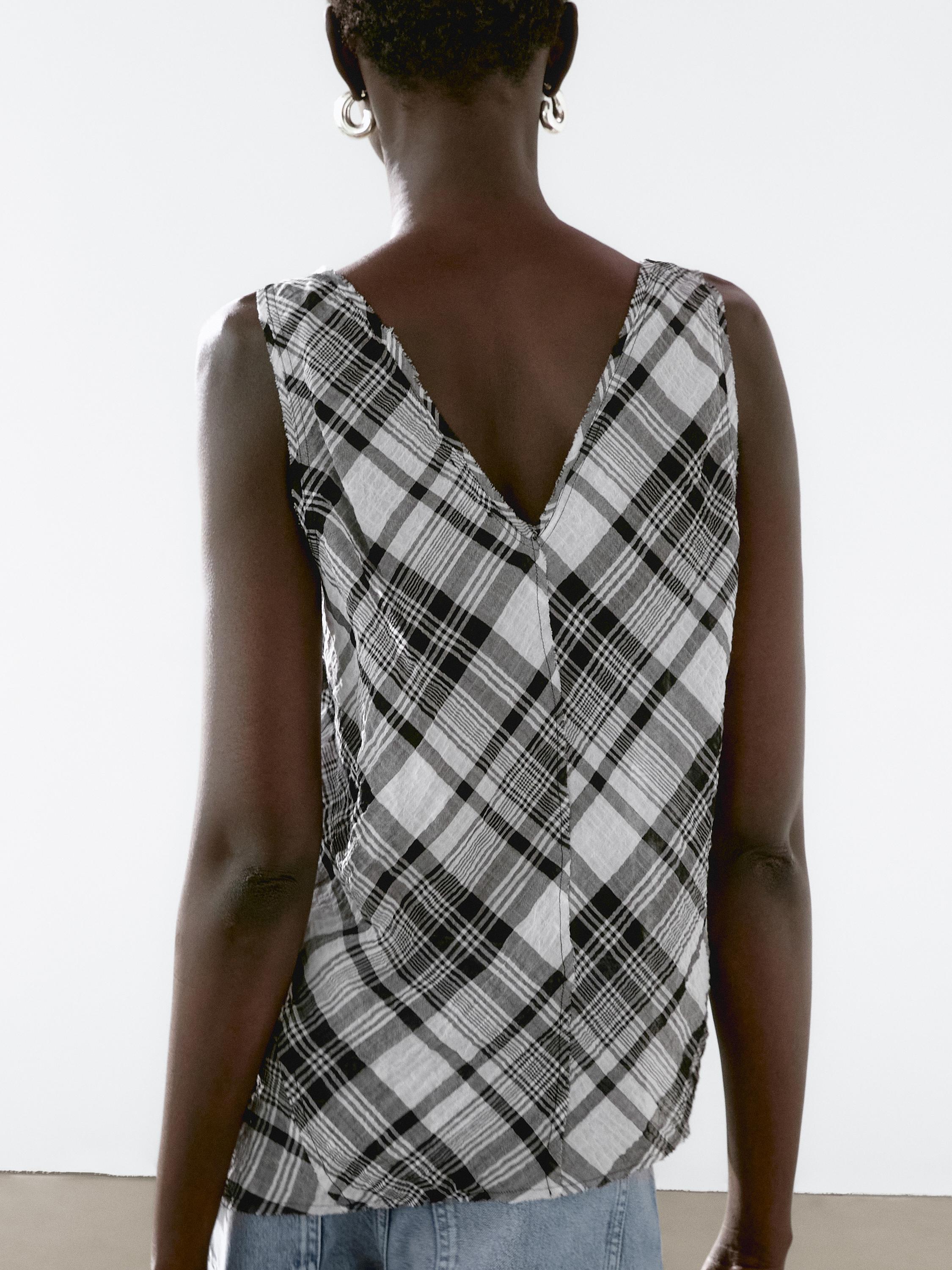 Top z bavlněné směsi s detaily stuh