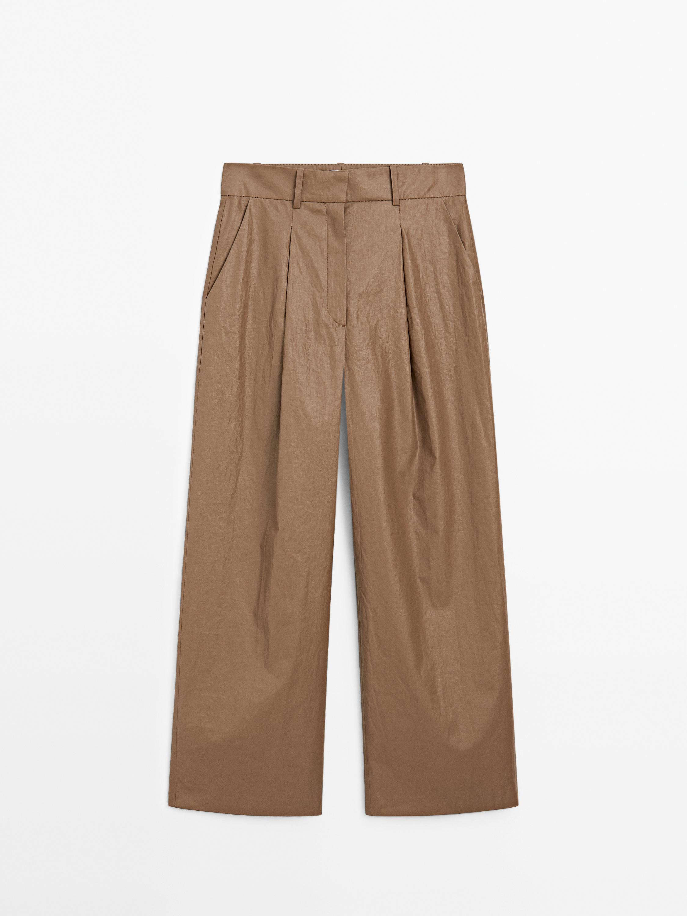 Pantalon large à pinces en lin mélangé - Studio