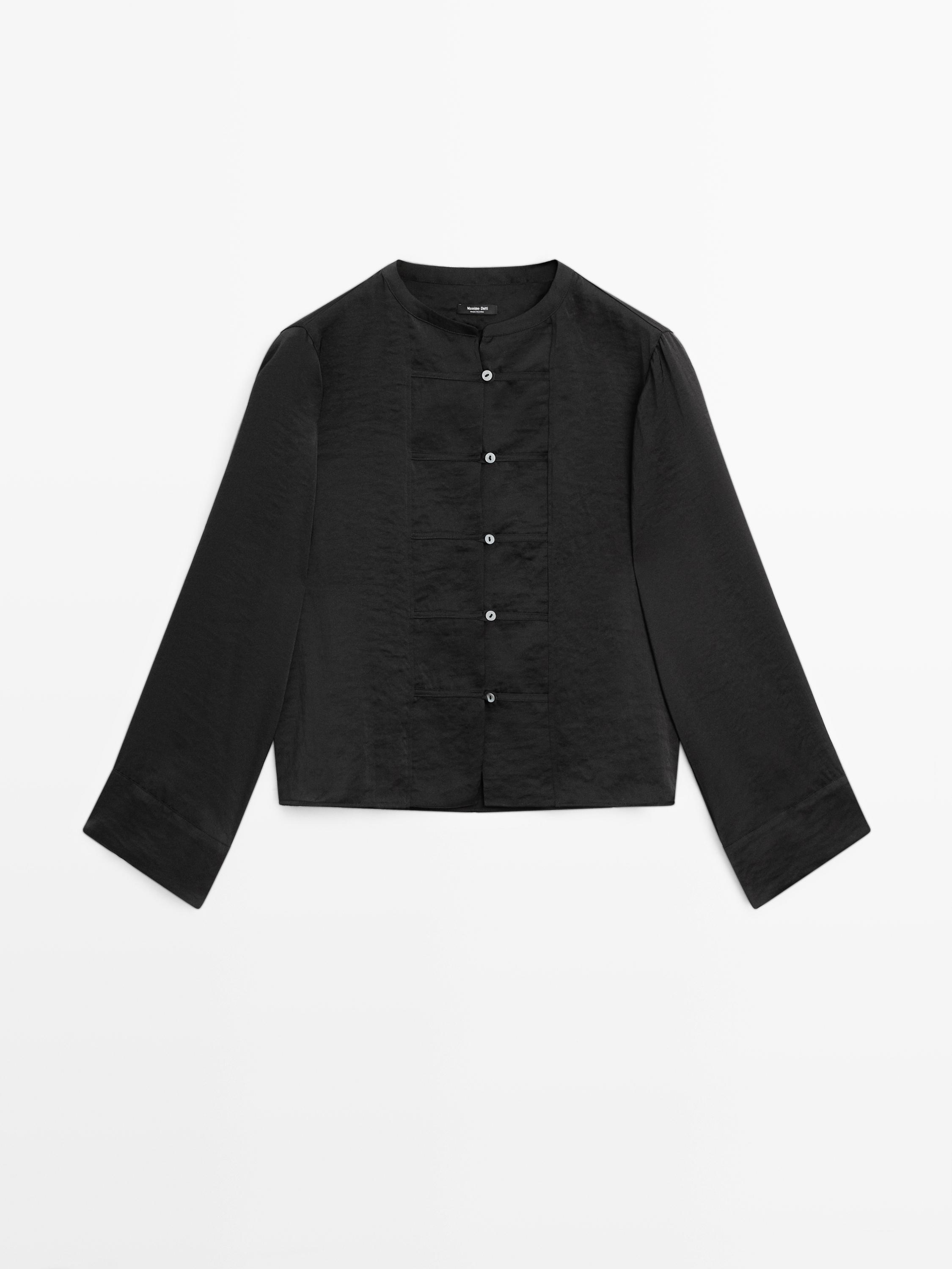 Camisa fluida cuello mao