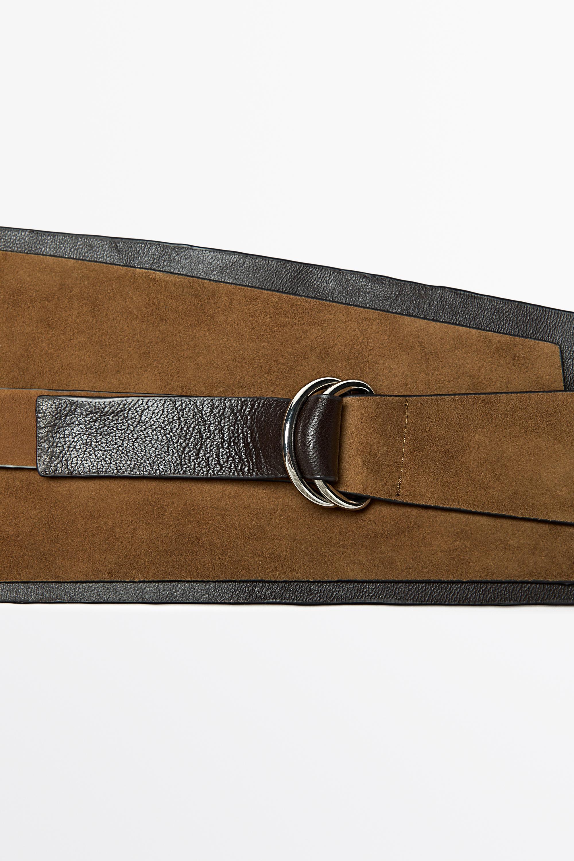 Split leather sash belt — SAND