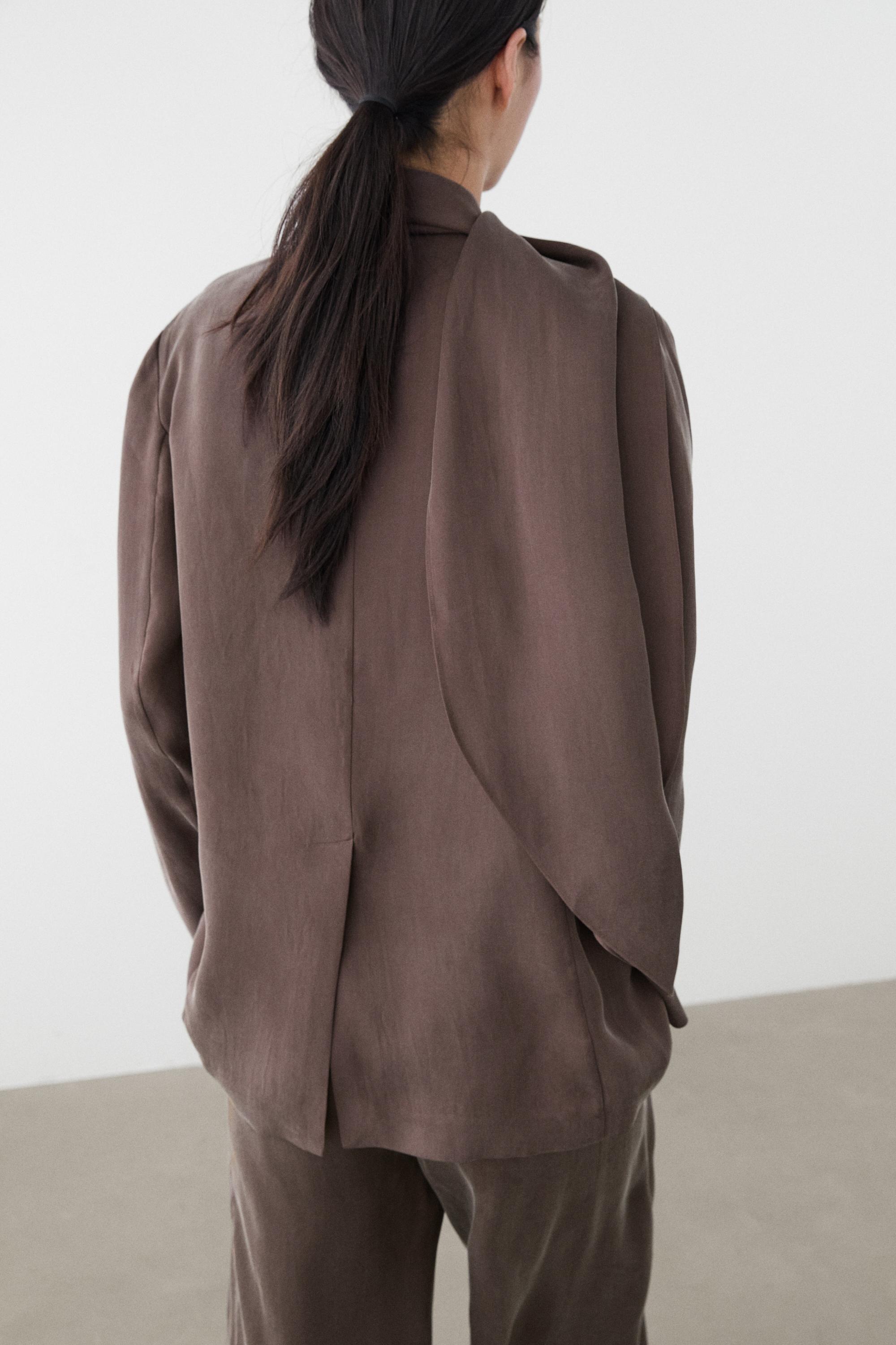 Total look flowing overshirt with tie detail — PLUM