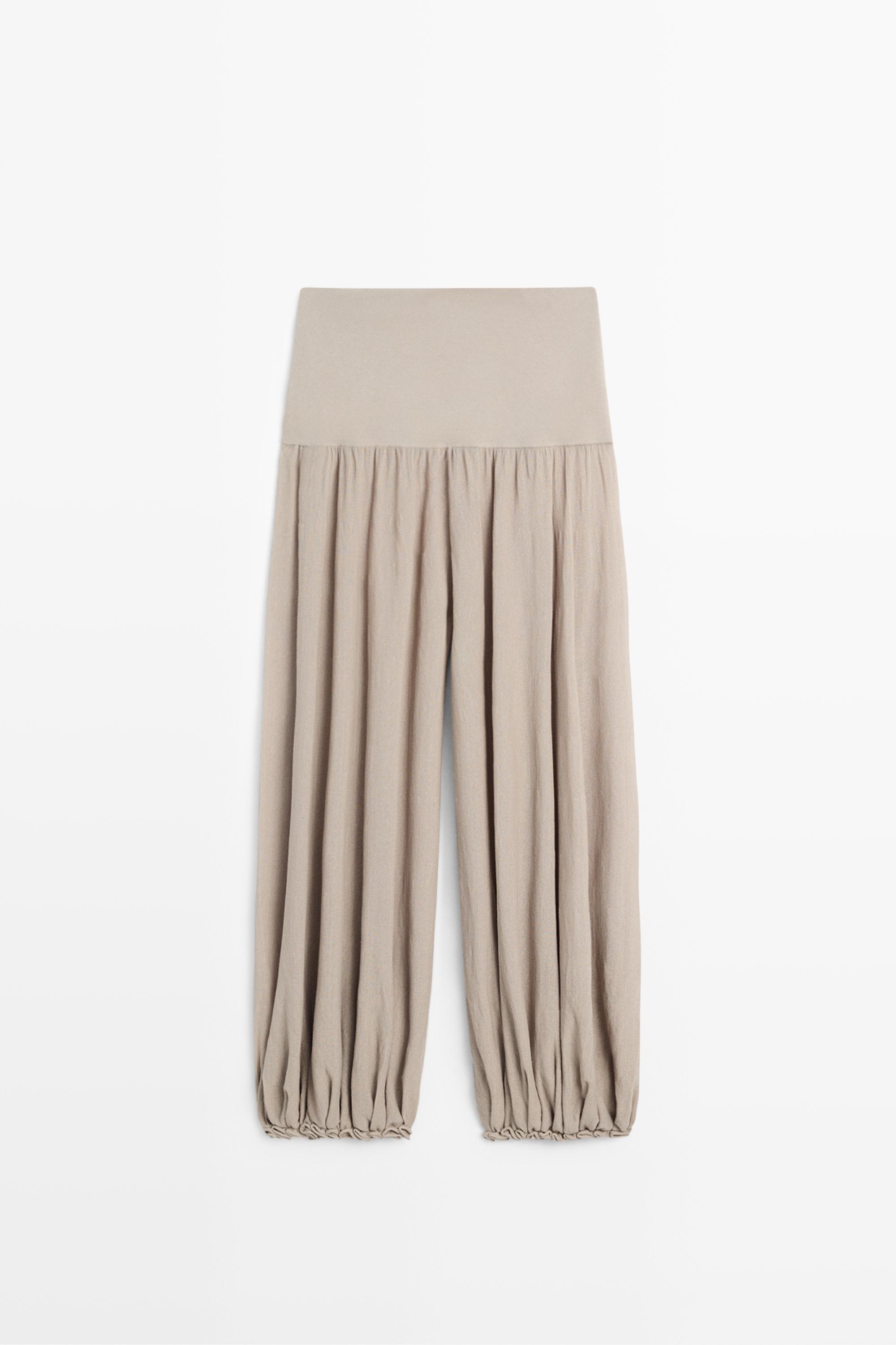 Sarouel trousers with wide waistband — NATURAL GREY