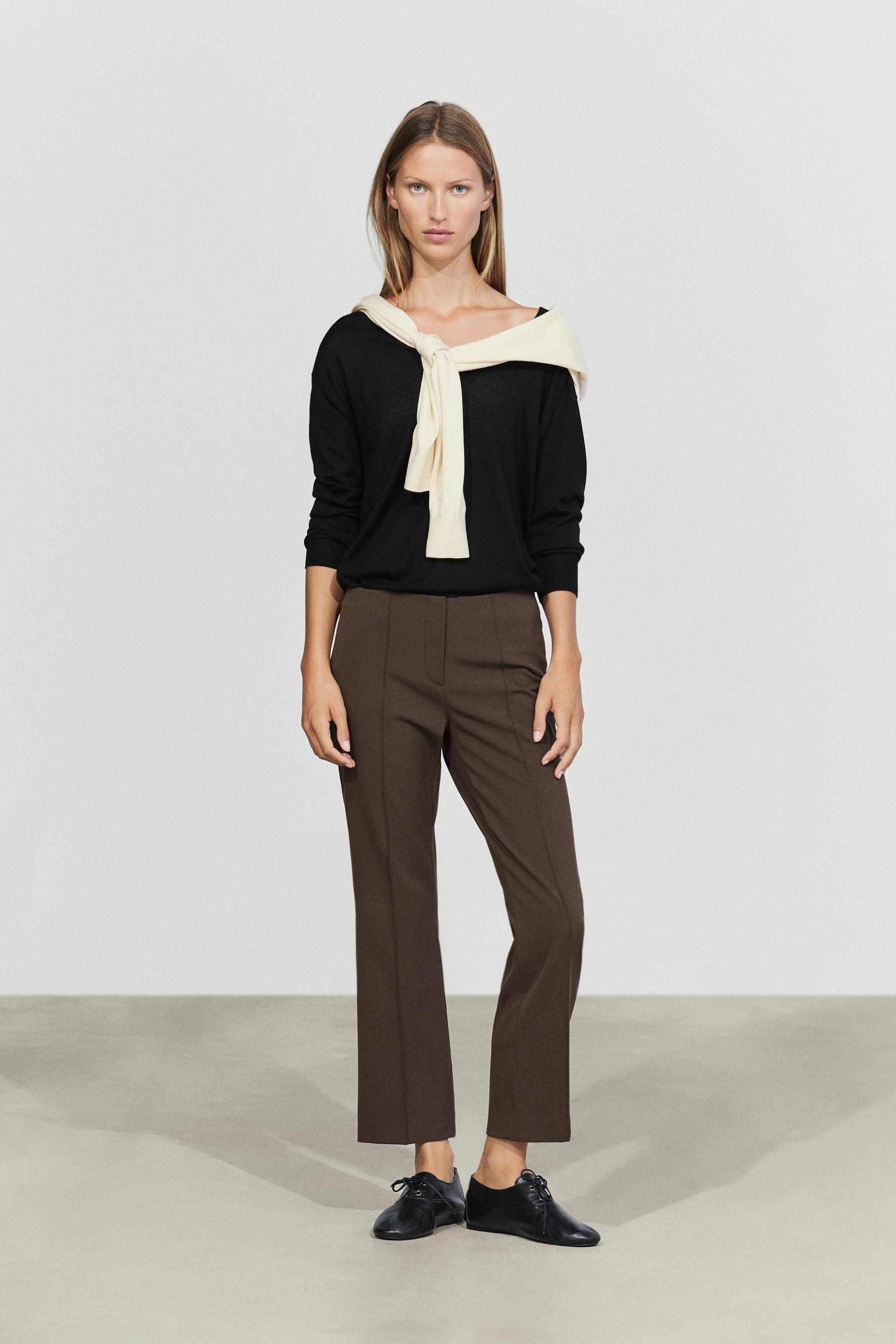 Wool-blend kick flare pants