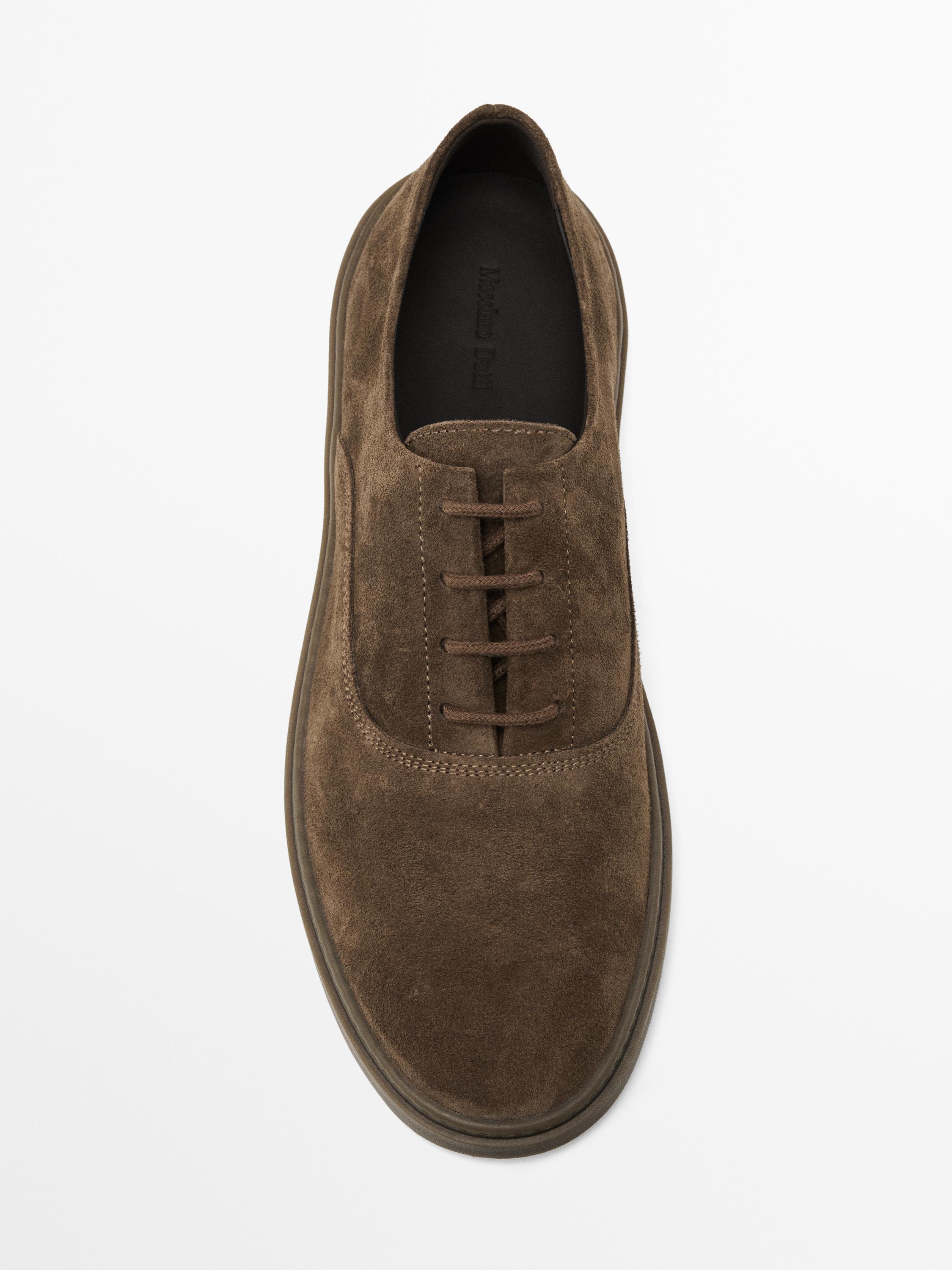 Split suede trainers