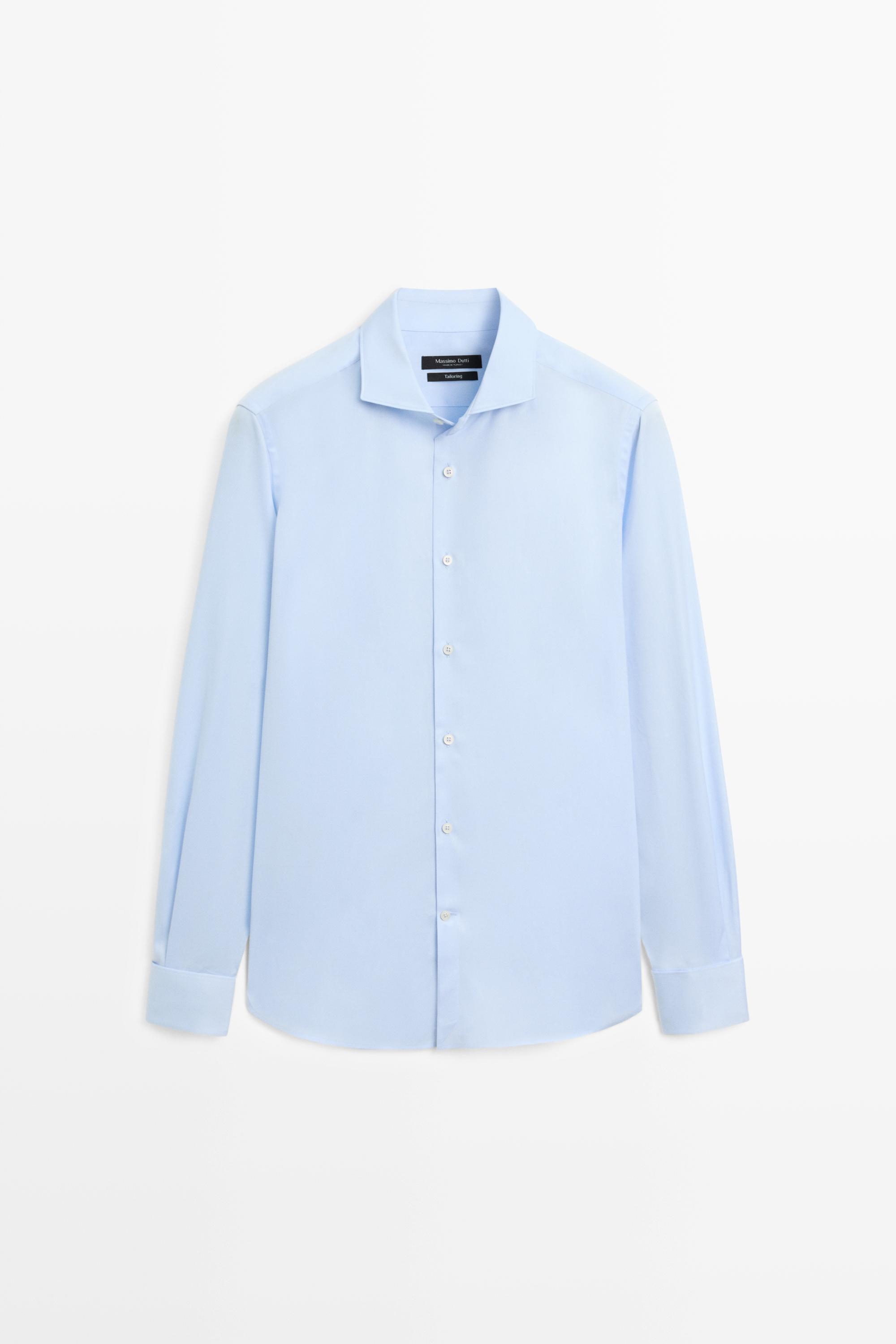 Camisa slim fit doble puño 100% algodón