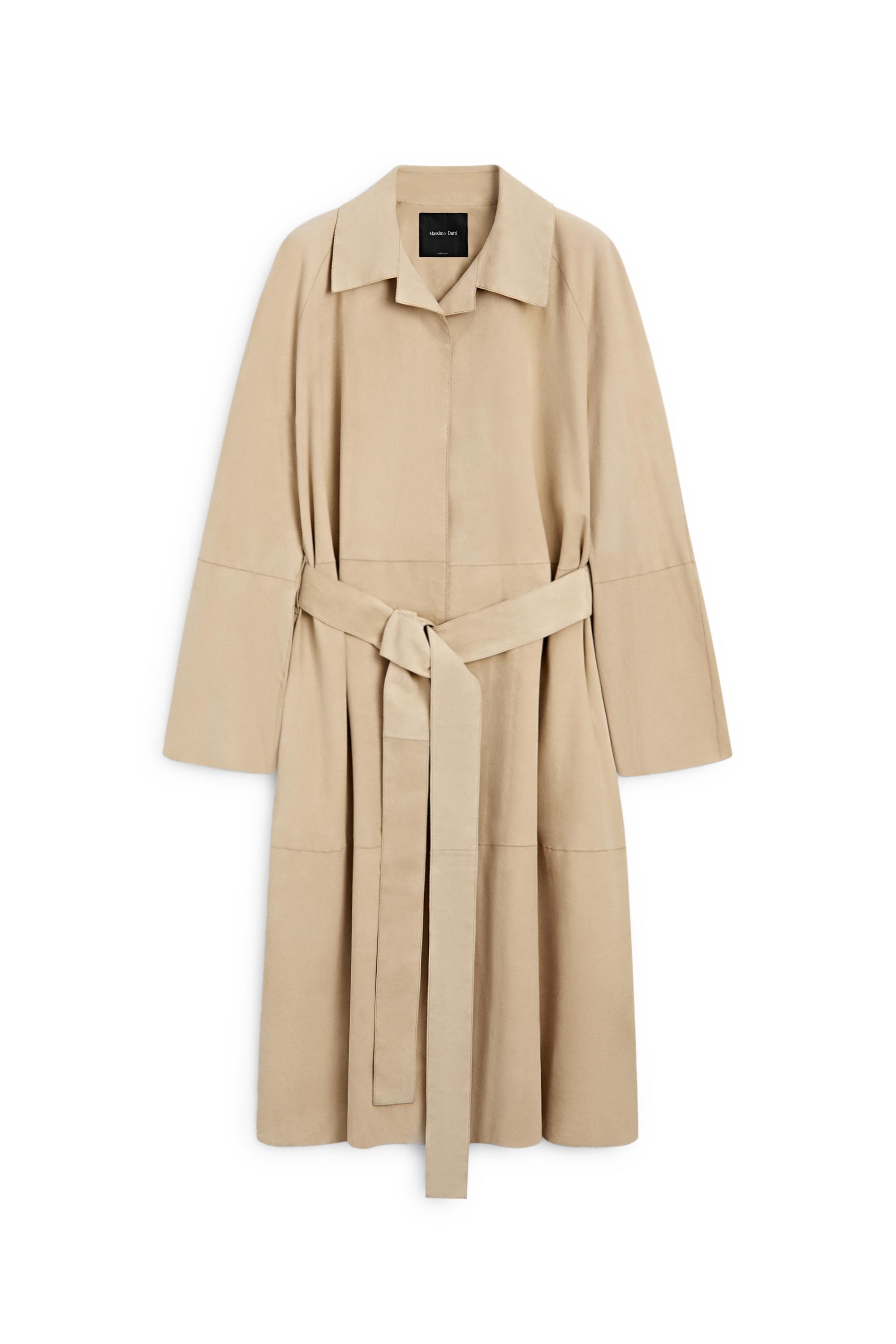 Long suede leather coat — Beige