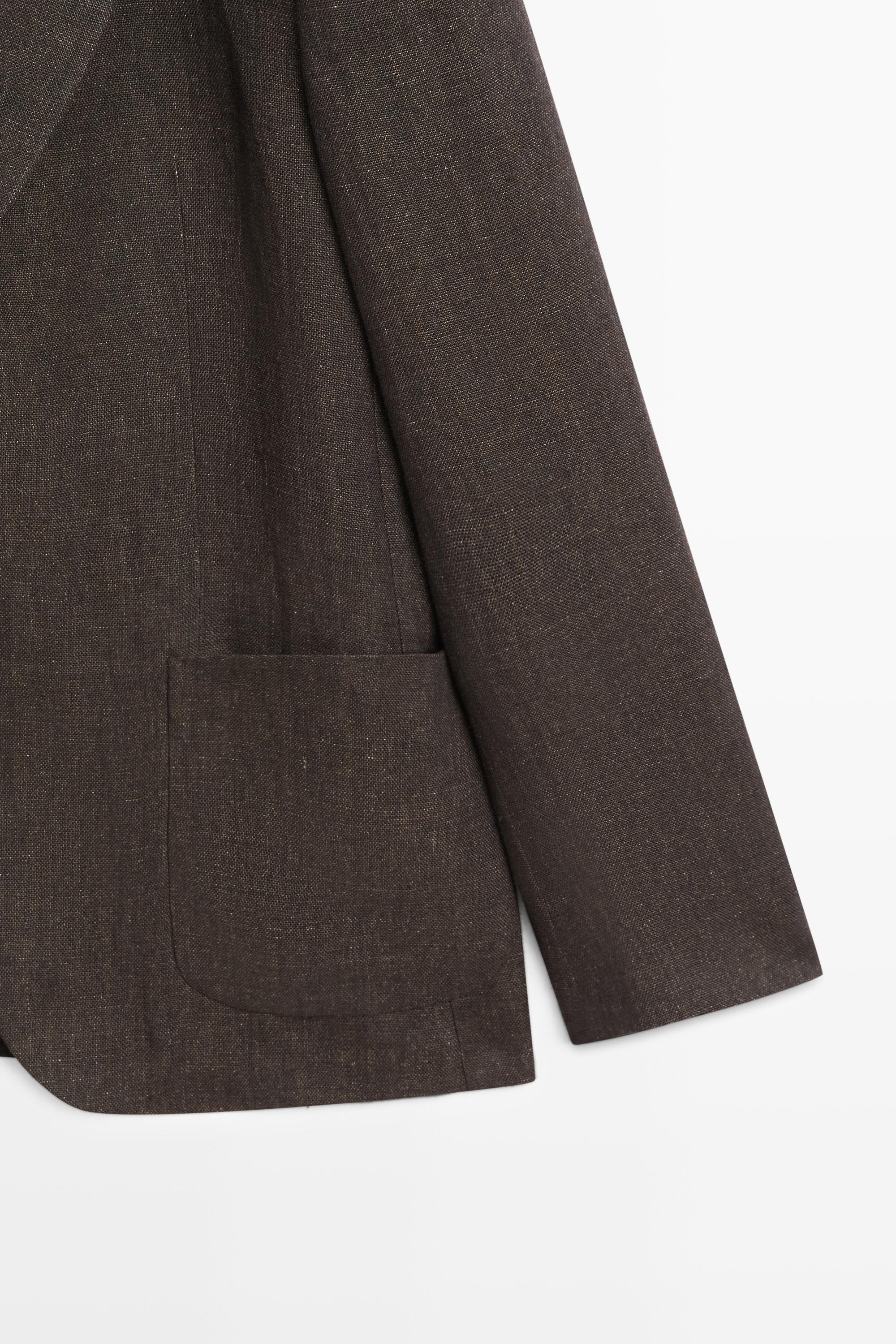 100% linen melange blazer — BROWN