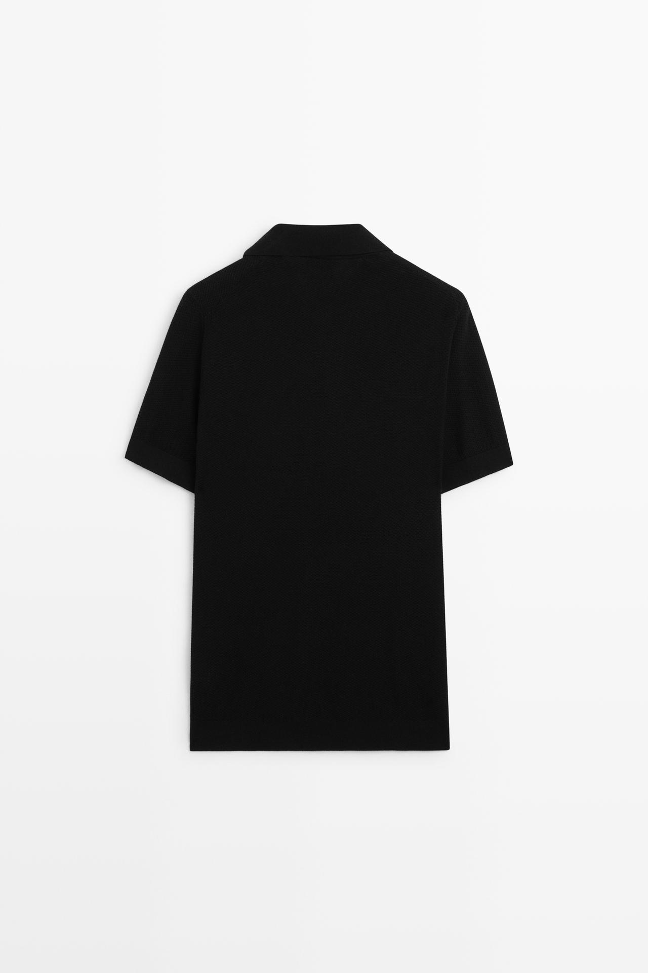 100% cotton knit polo — BLACK