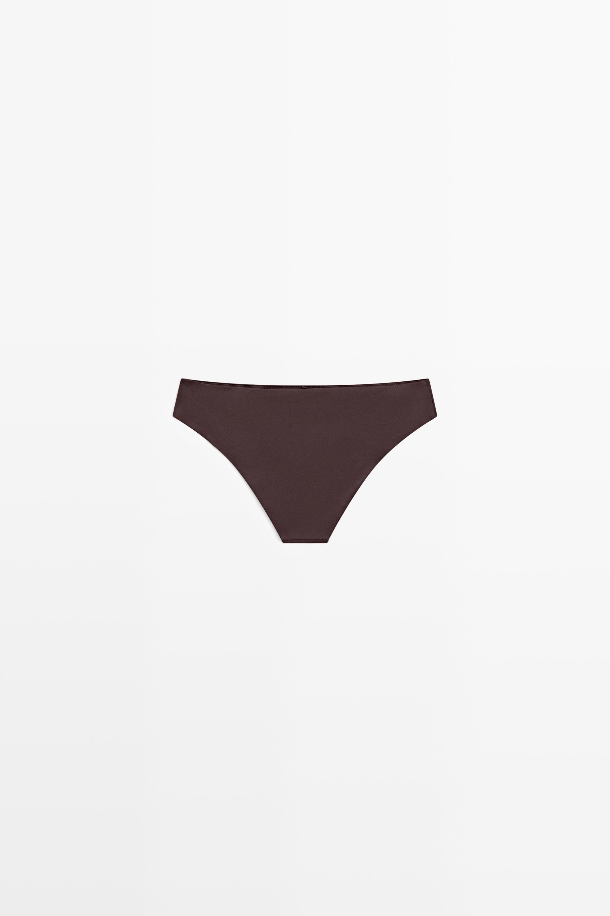 Bikini bottoms with gathered detail — BROWN