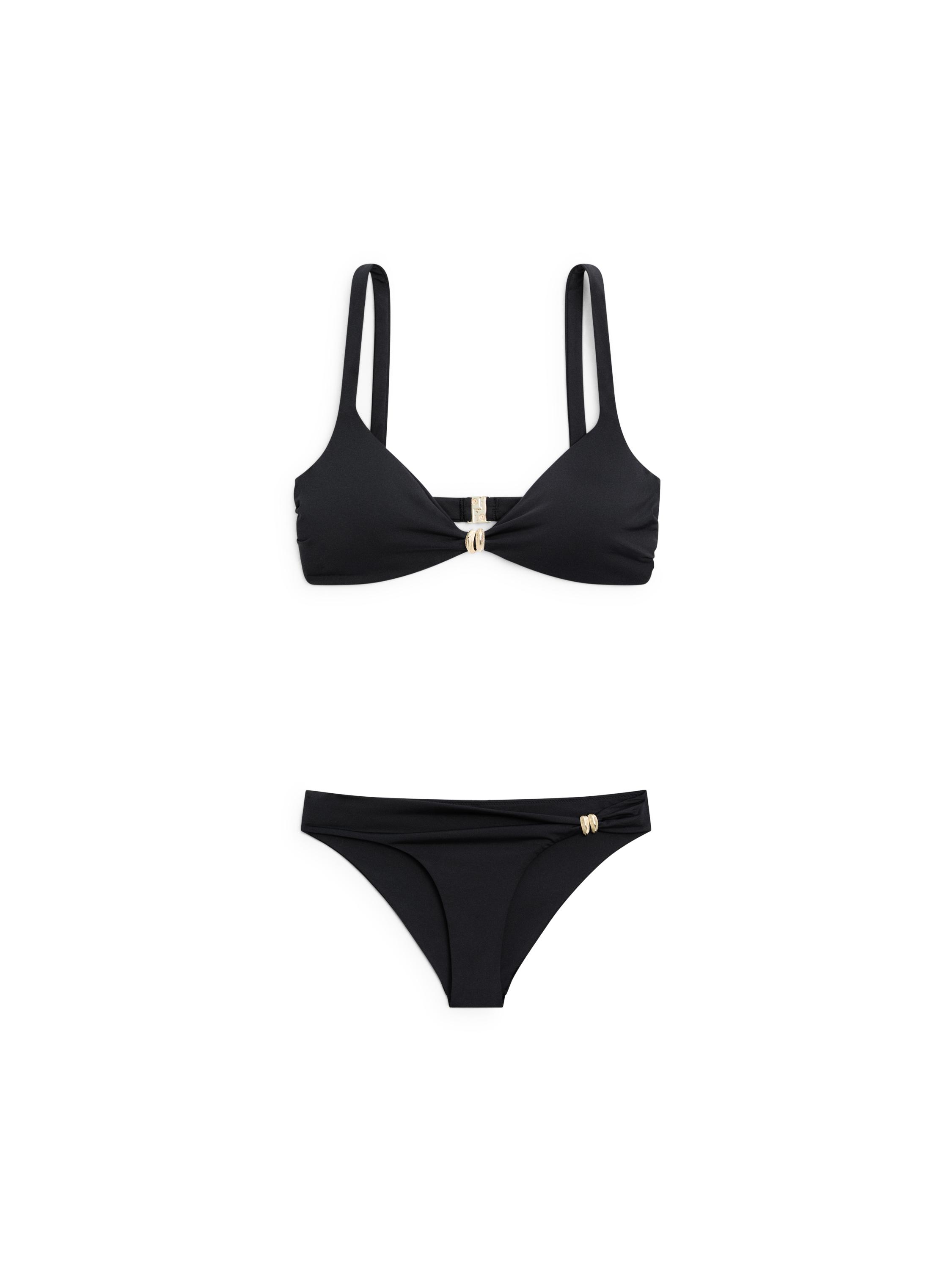 Bikini top with rhinestone detail — BLACK