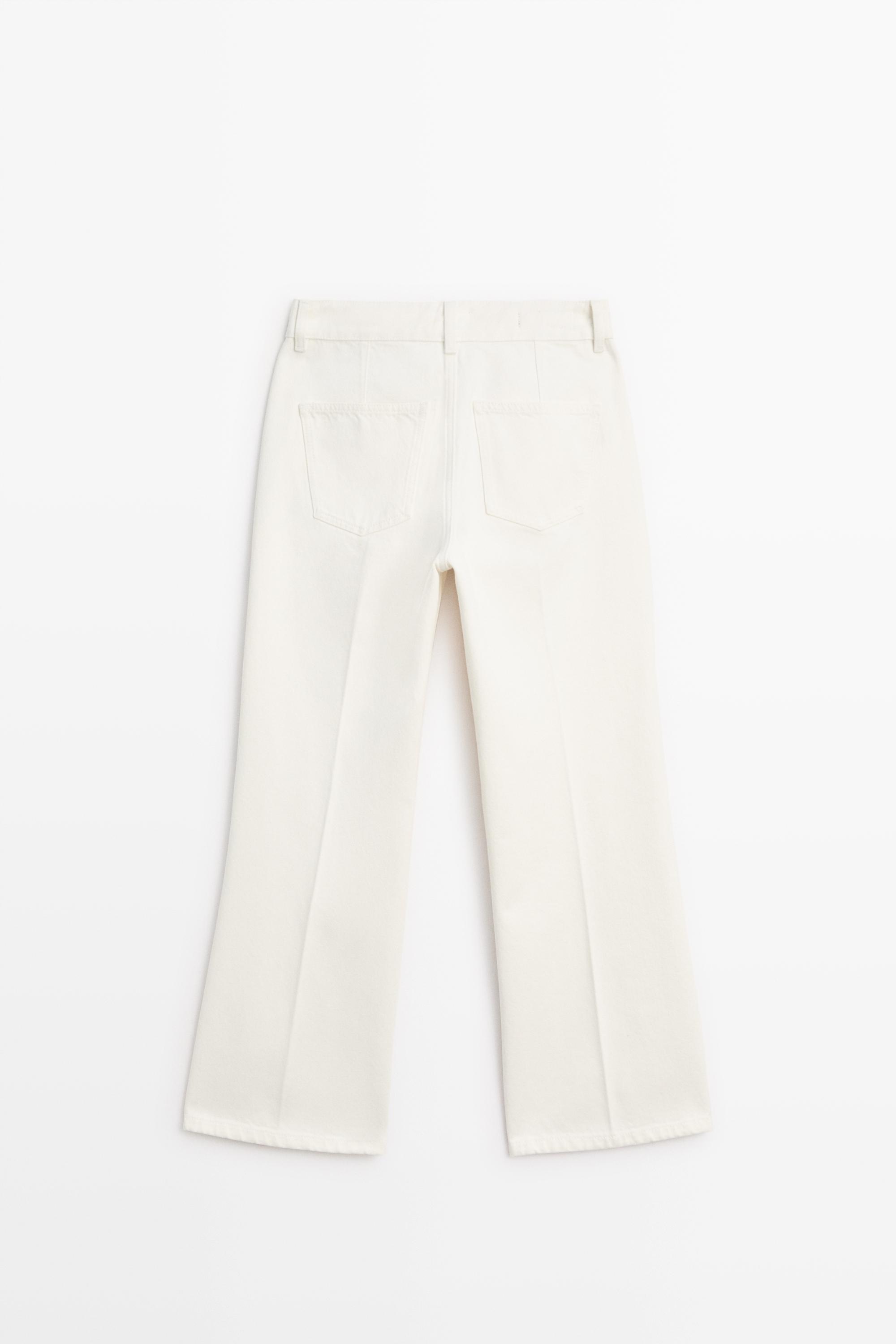 Mid-waist cropped flare fit jeans — Off white