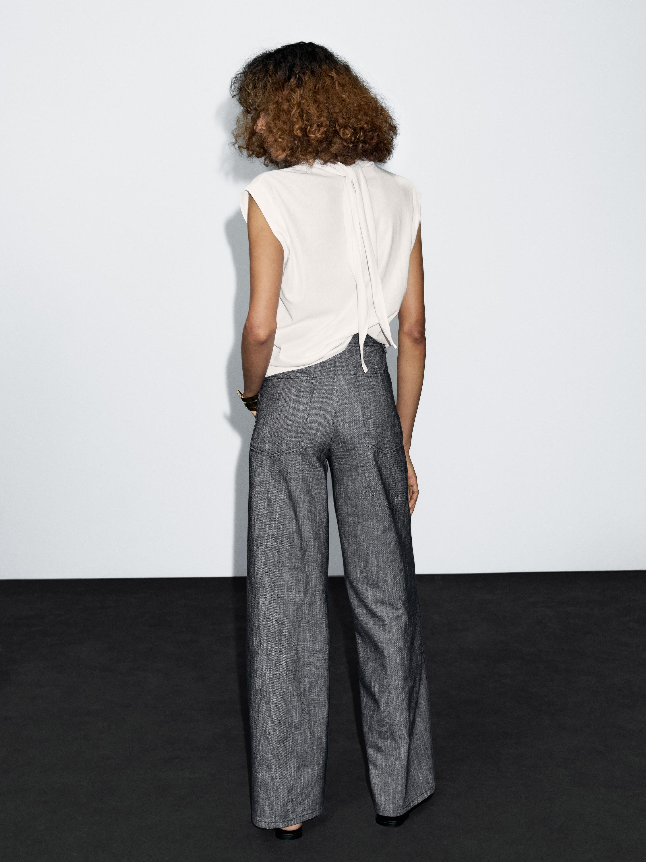 Mid-rise wide-leg trousers