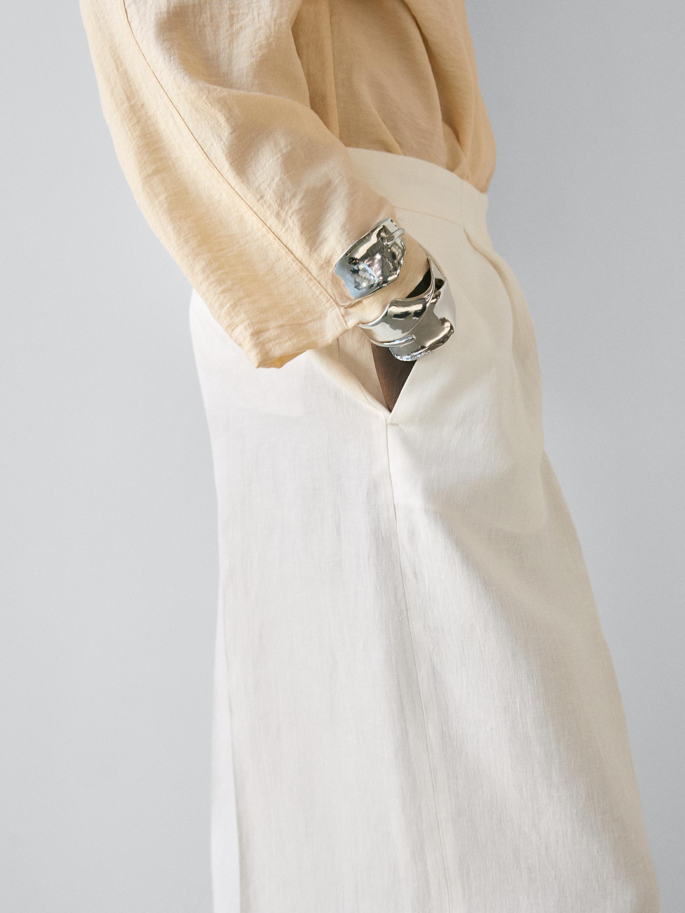 Flowing linen suit trousers — Off white