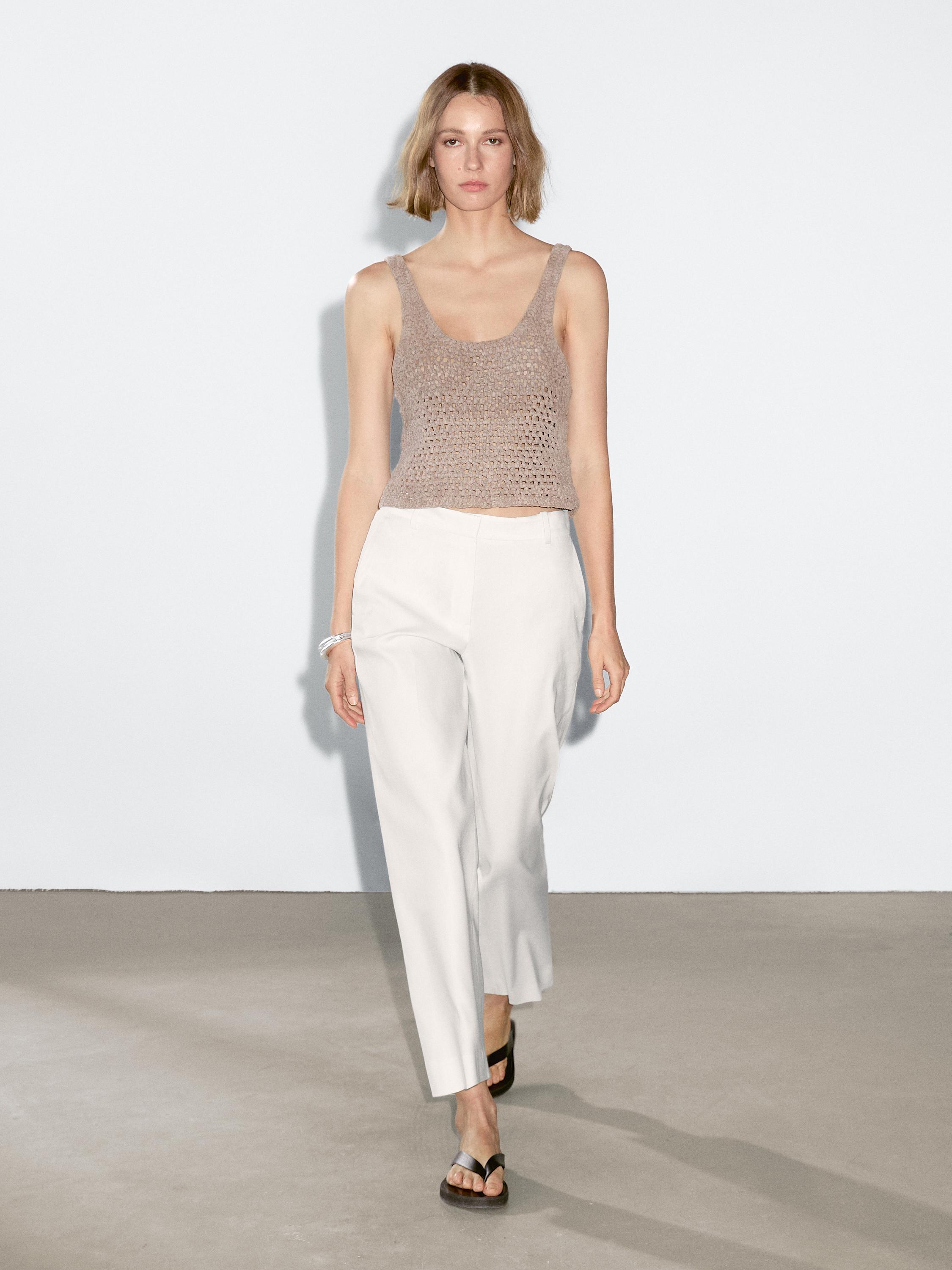 Pantaloni stretch in lino
