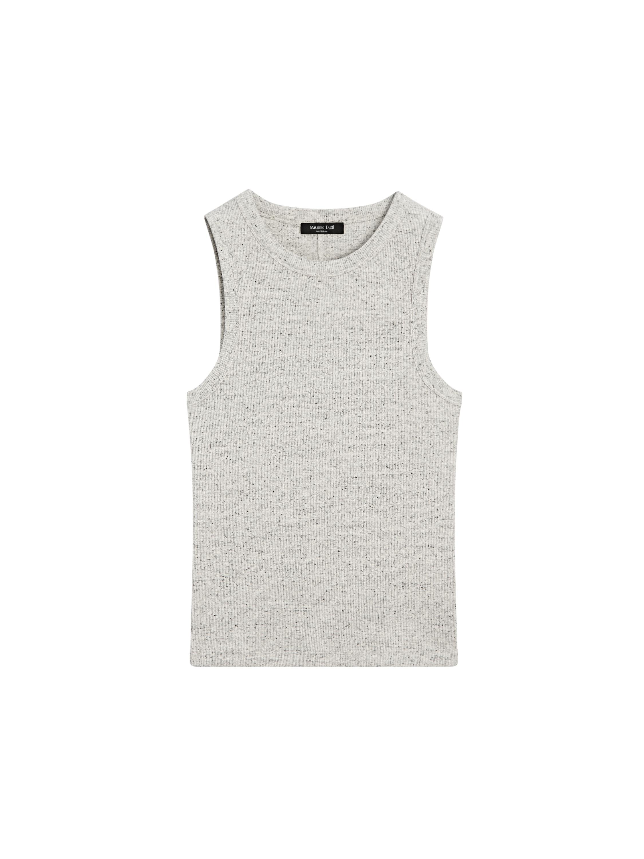 Sleeveless cotton blend T-shirt