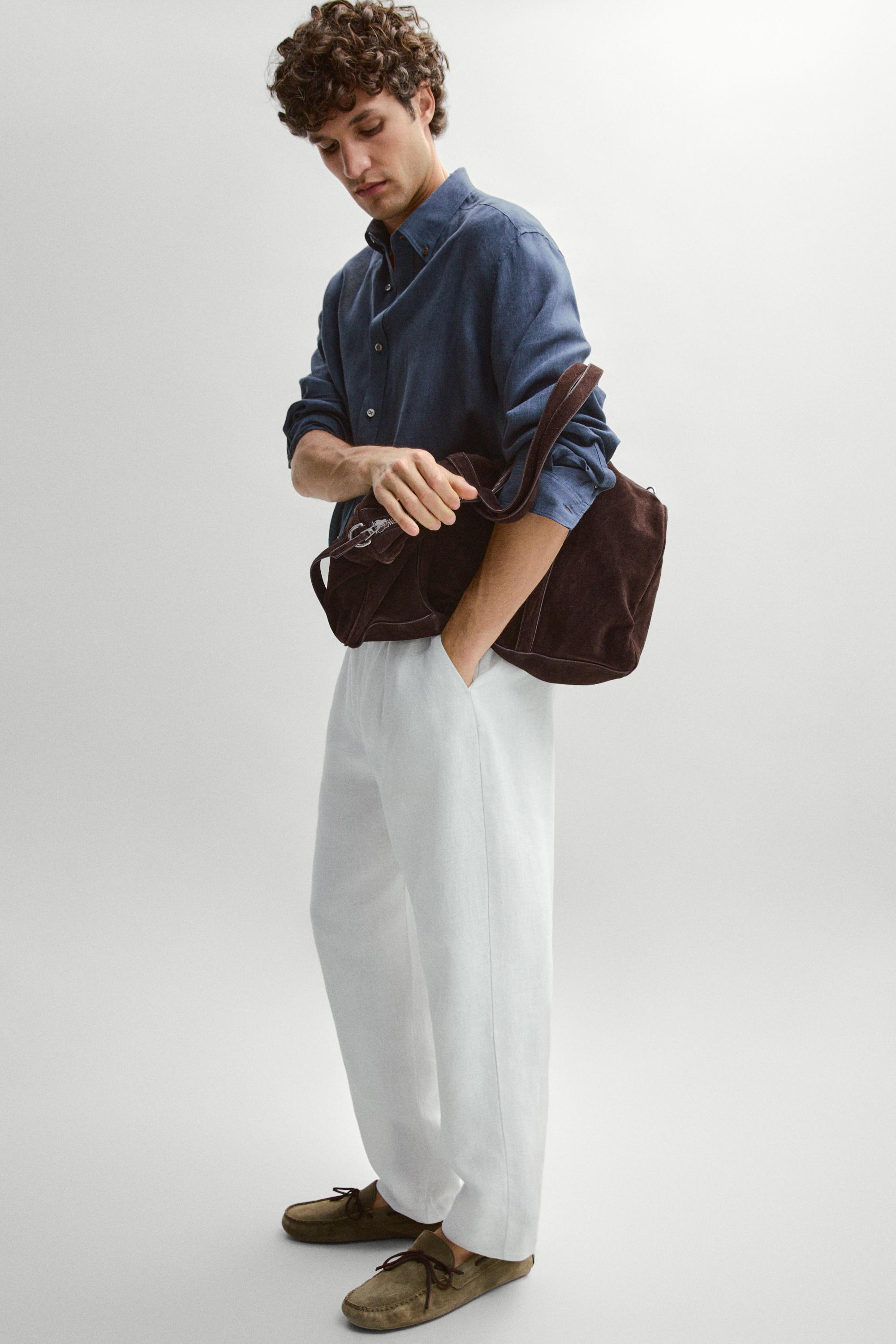 100% linen pants with dart detail — WHITE