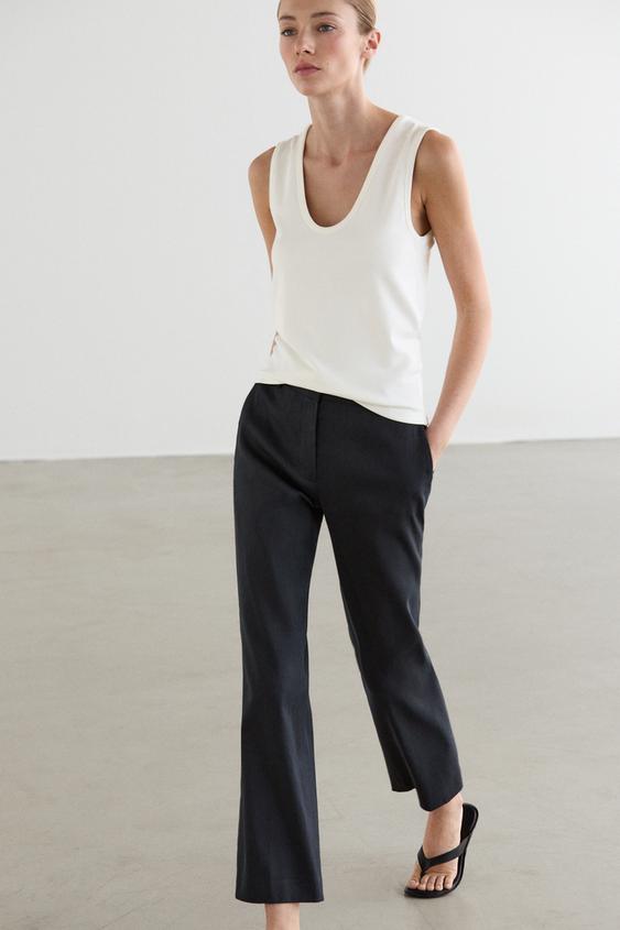 Keten karışımlı straight fit pantolon