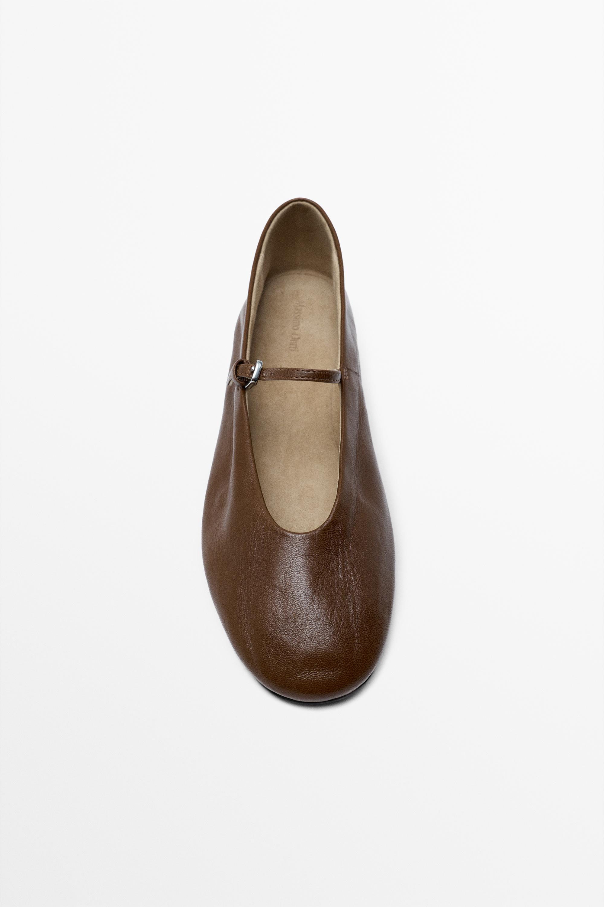 Soft leather ballerinas — HAZELNUT BROWN