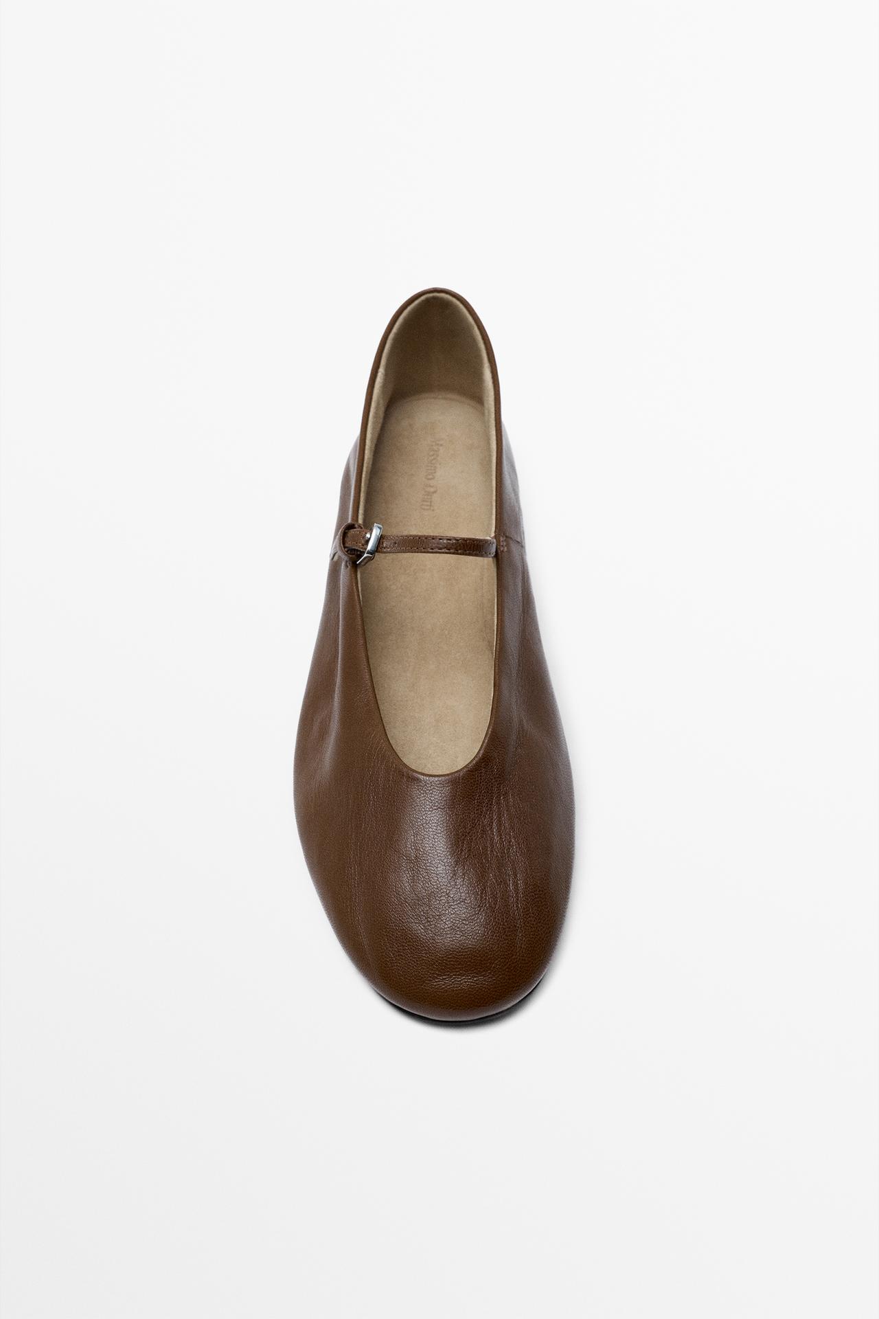 Soft leather ballerinas — HAZELNUT BROWN