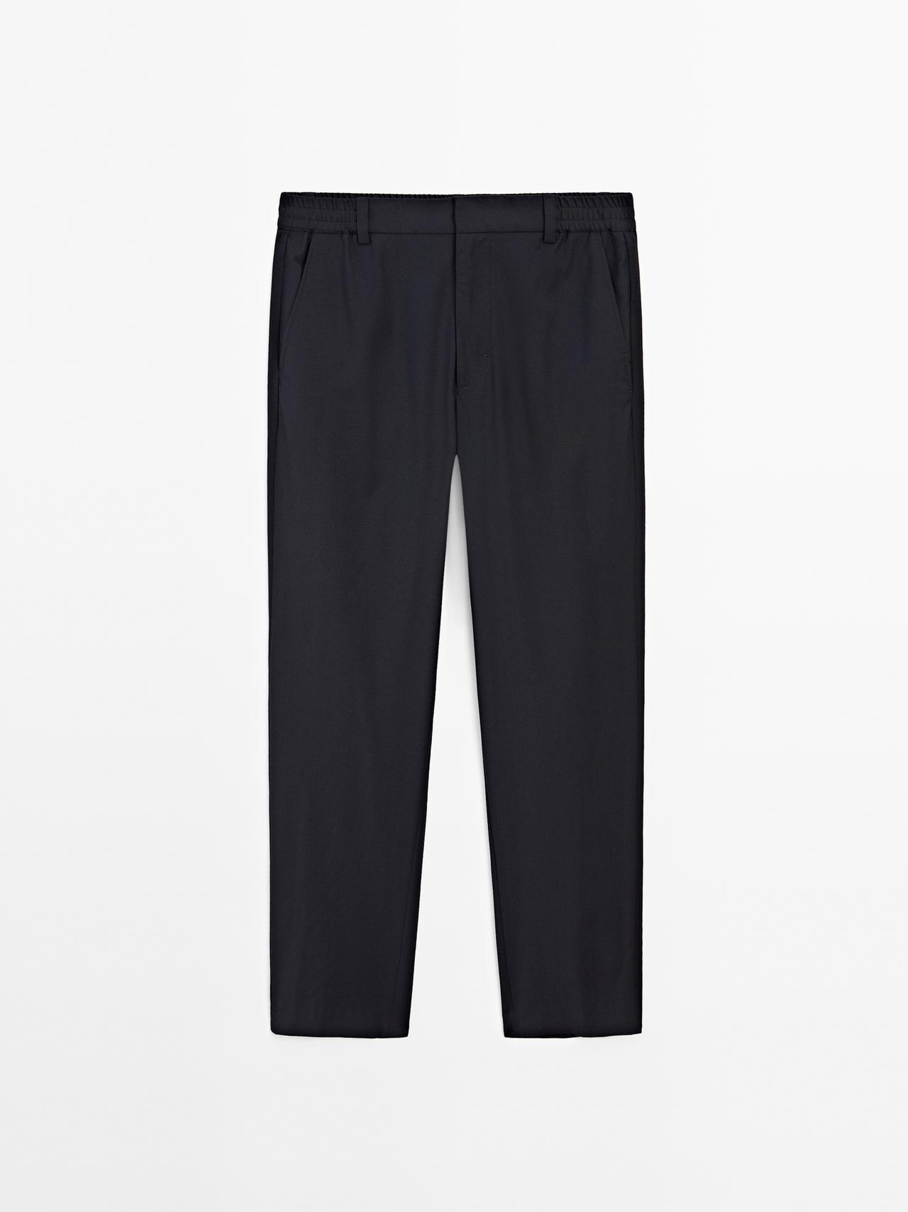 Massimo Dutti - Herre - Jogger Fit Bukser I Uldblanding - Marineblå - M