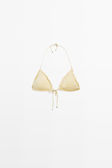 Ruffled triangle bikini top — Vanilla 2