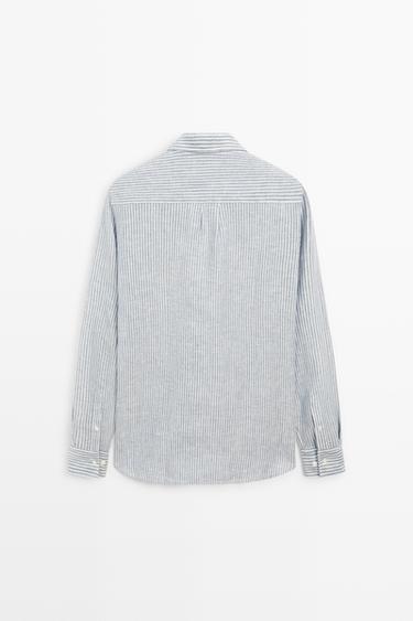 100% linen regular fit striped shirt — SKY BLUE 6