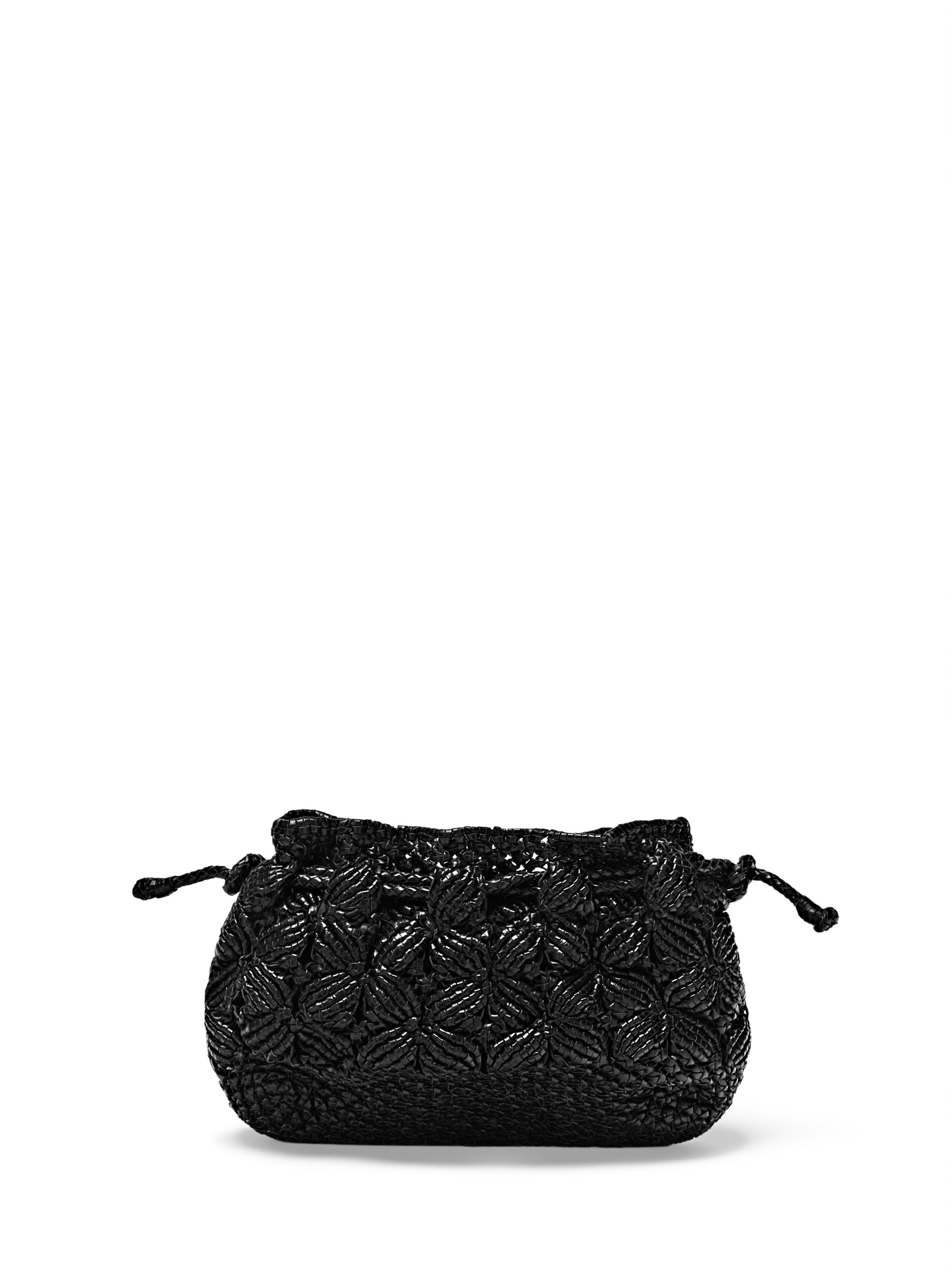 Nappa leather macramé pouch bag — BLACK