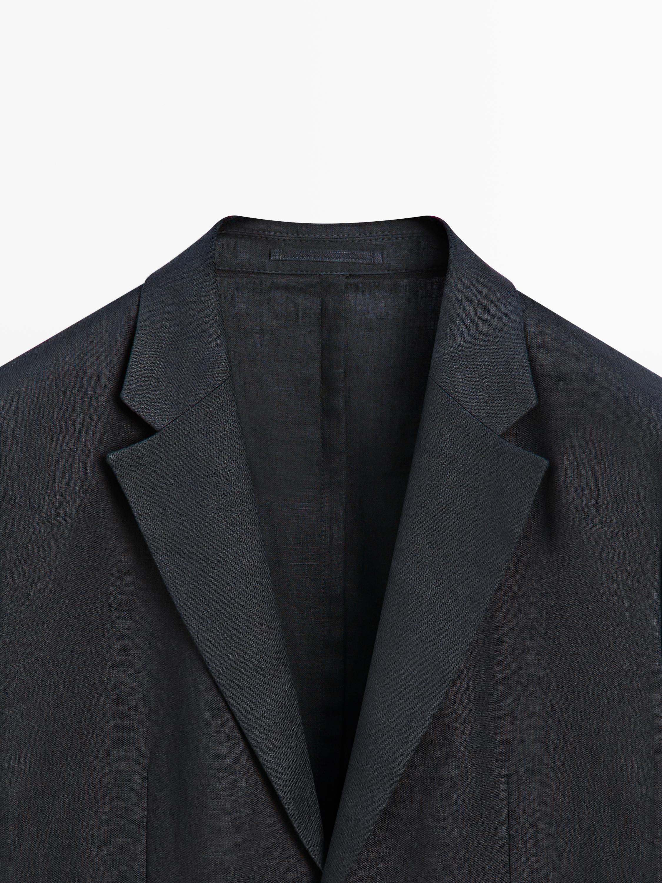 100% linen suit blazer — DEEP BLUE