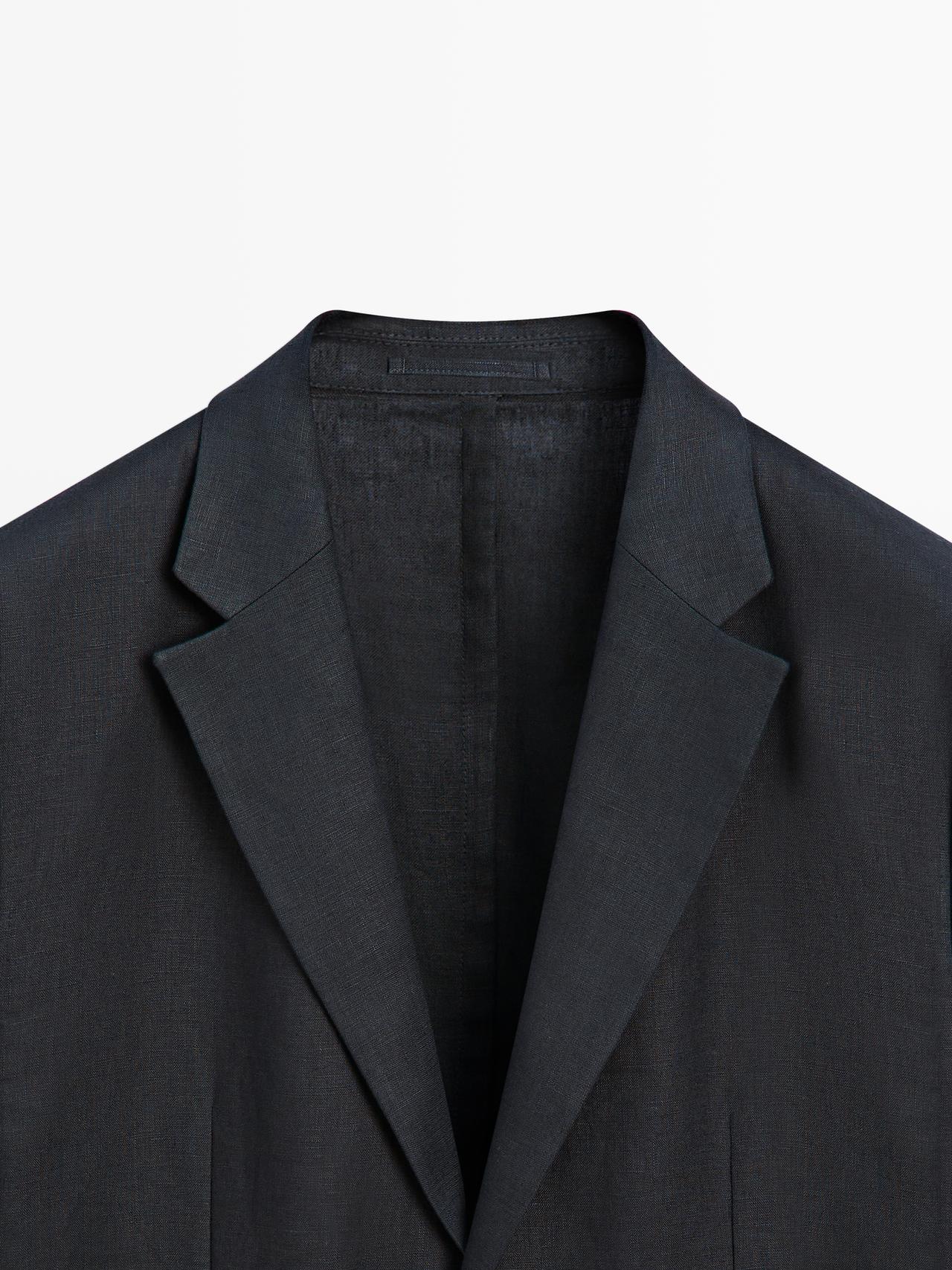 100% linen suit blazer — DEEP BLUE