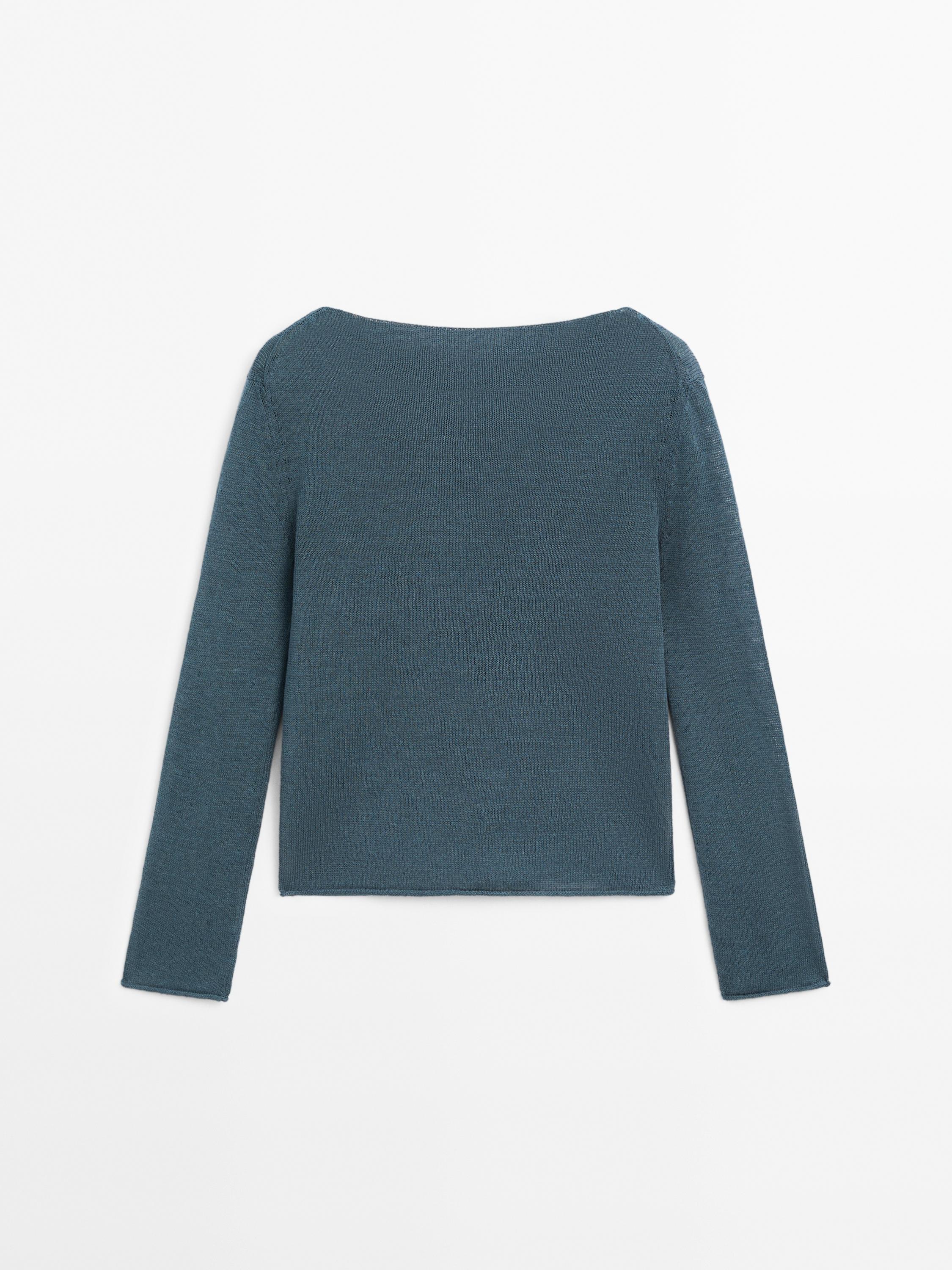Linen blend cutwork sweater