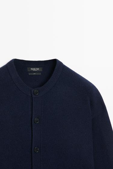 100% wool knit cardigan with pockets — Dark Blue 4