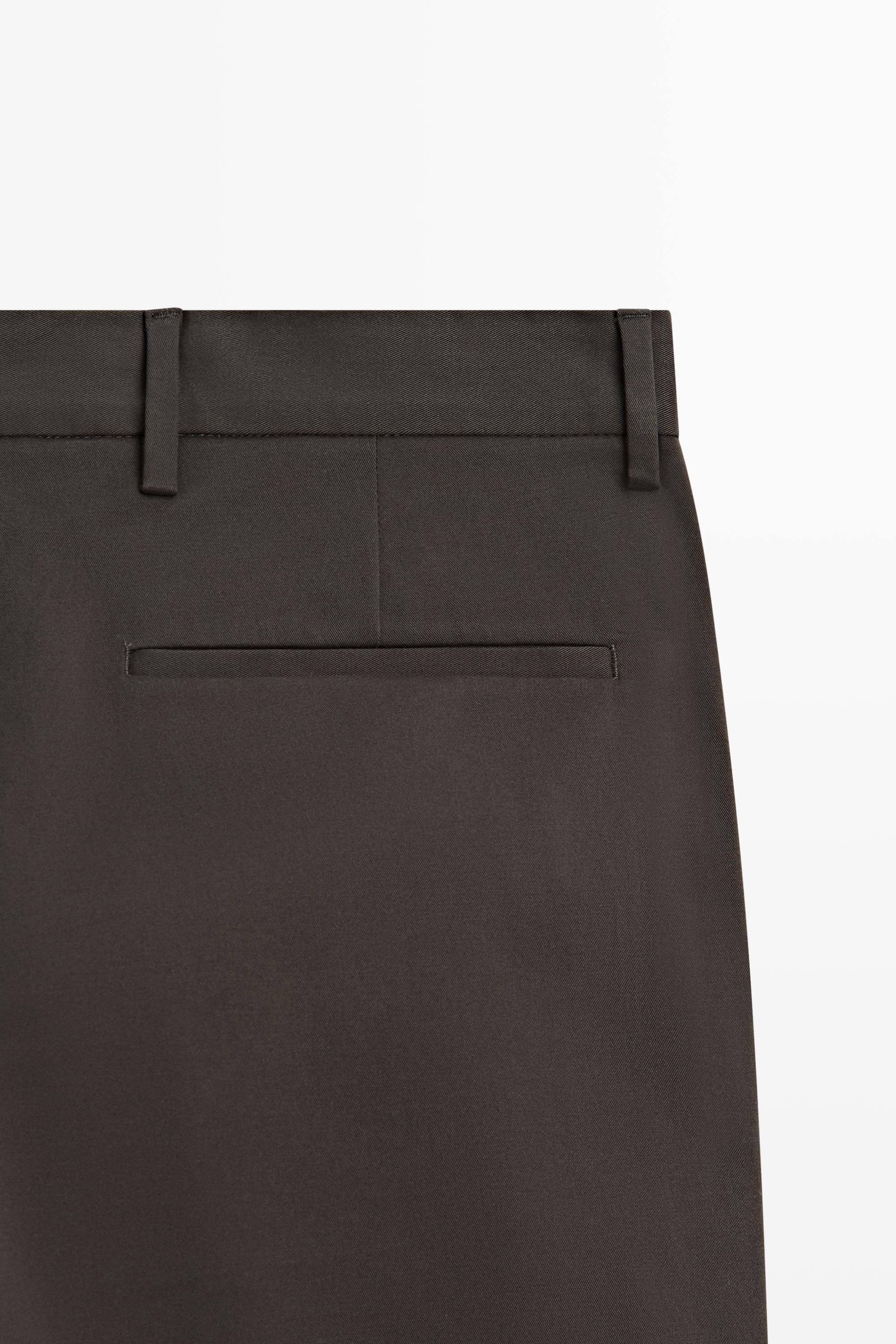 Cotton blend slim fit pants — BROWN