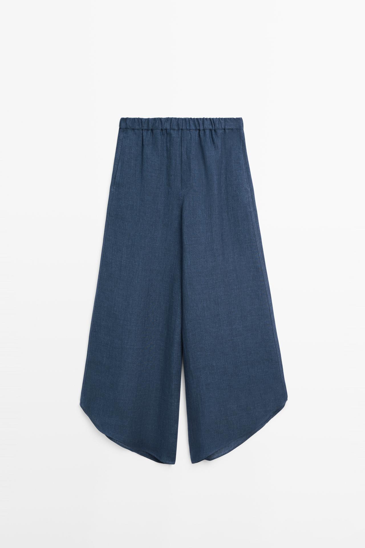 Massimo Dutti - Dame - Total Look-Bukser I Hør - Blå - 40