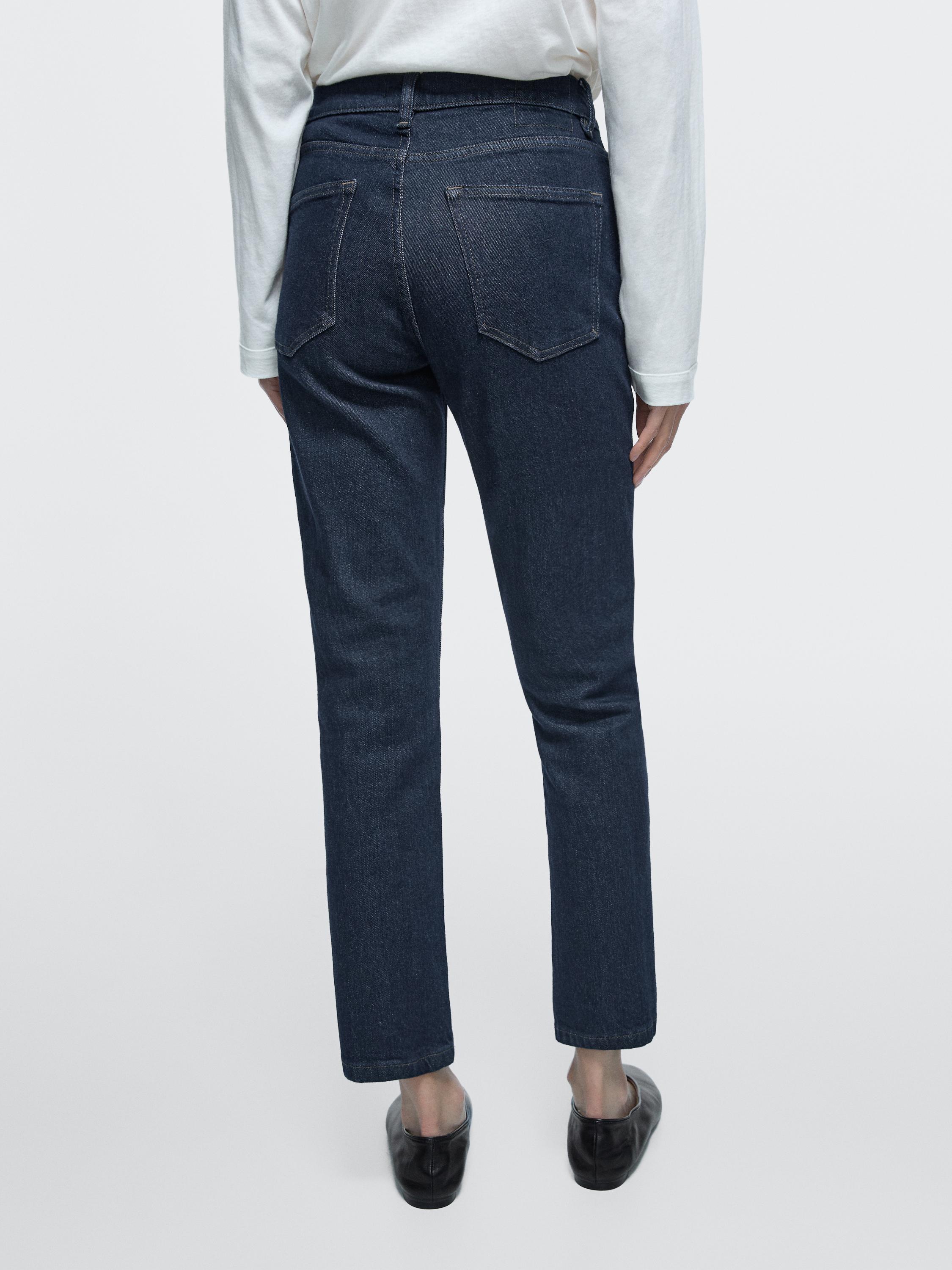 Mid-rise cropped slim fit jeans — DARK BLUE