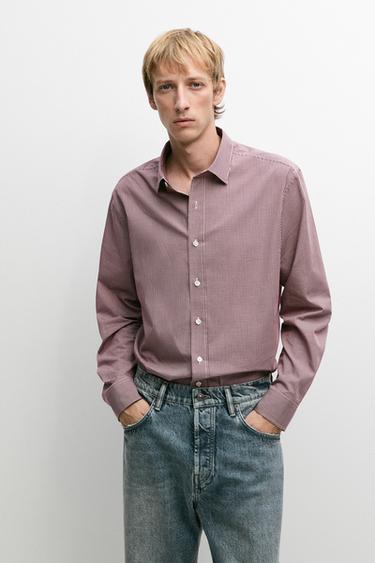 Regular fit gingham shirt — DARK PINK 3