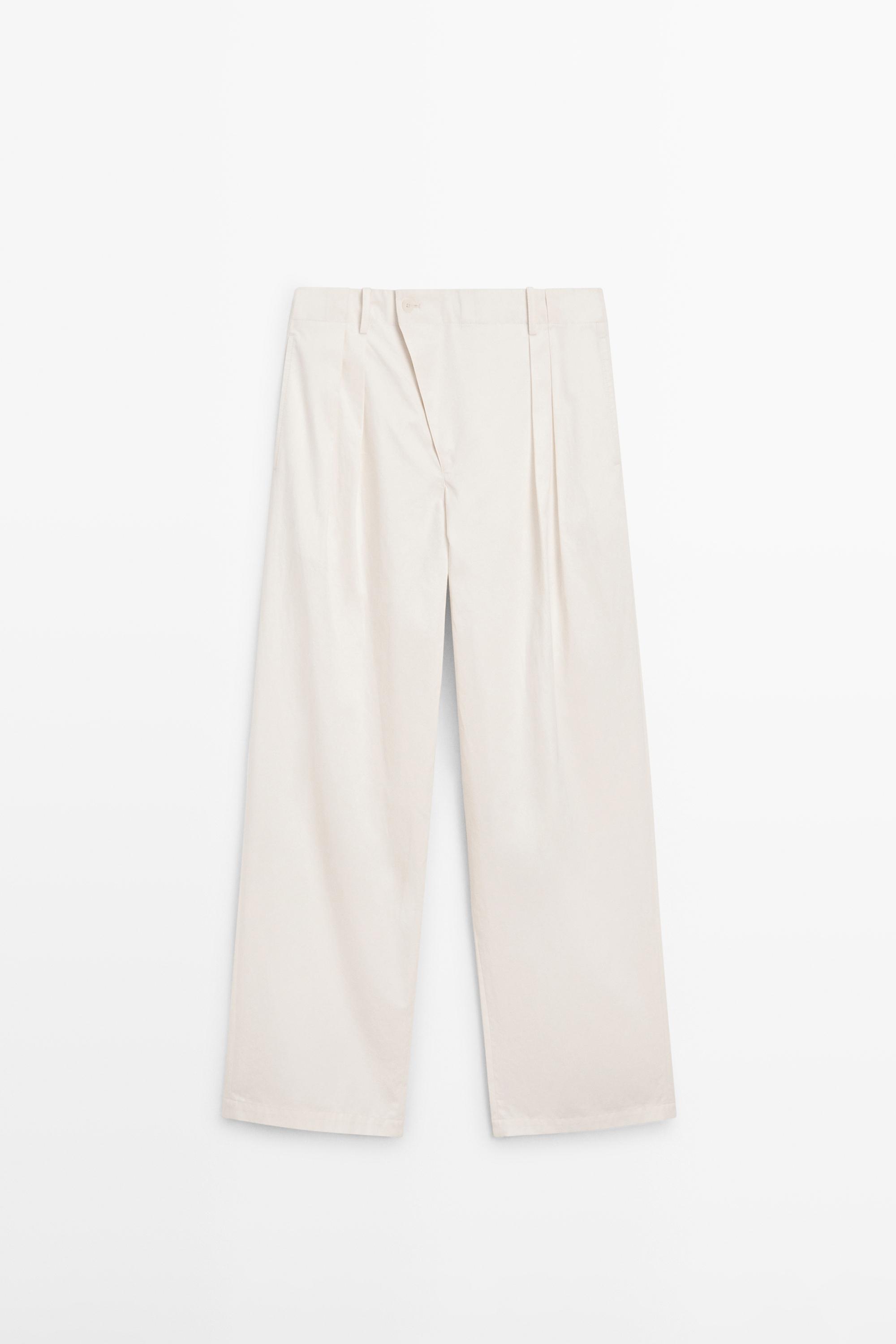 Pleated pants with crossover fastening detail - STUDIO — CREAM