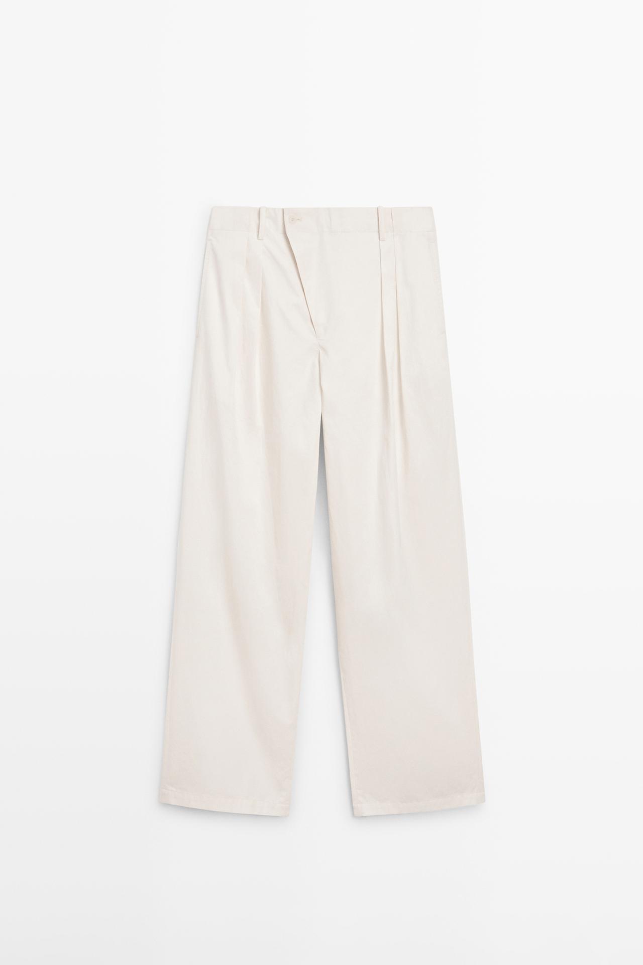 Pleated pants with crossover fastening detail - STUDIO — CREAM